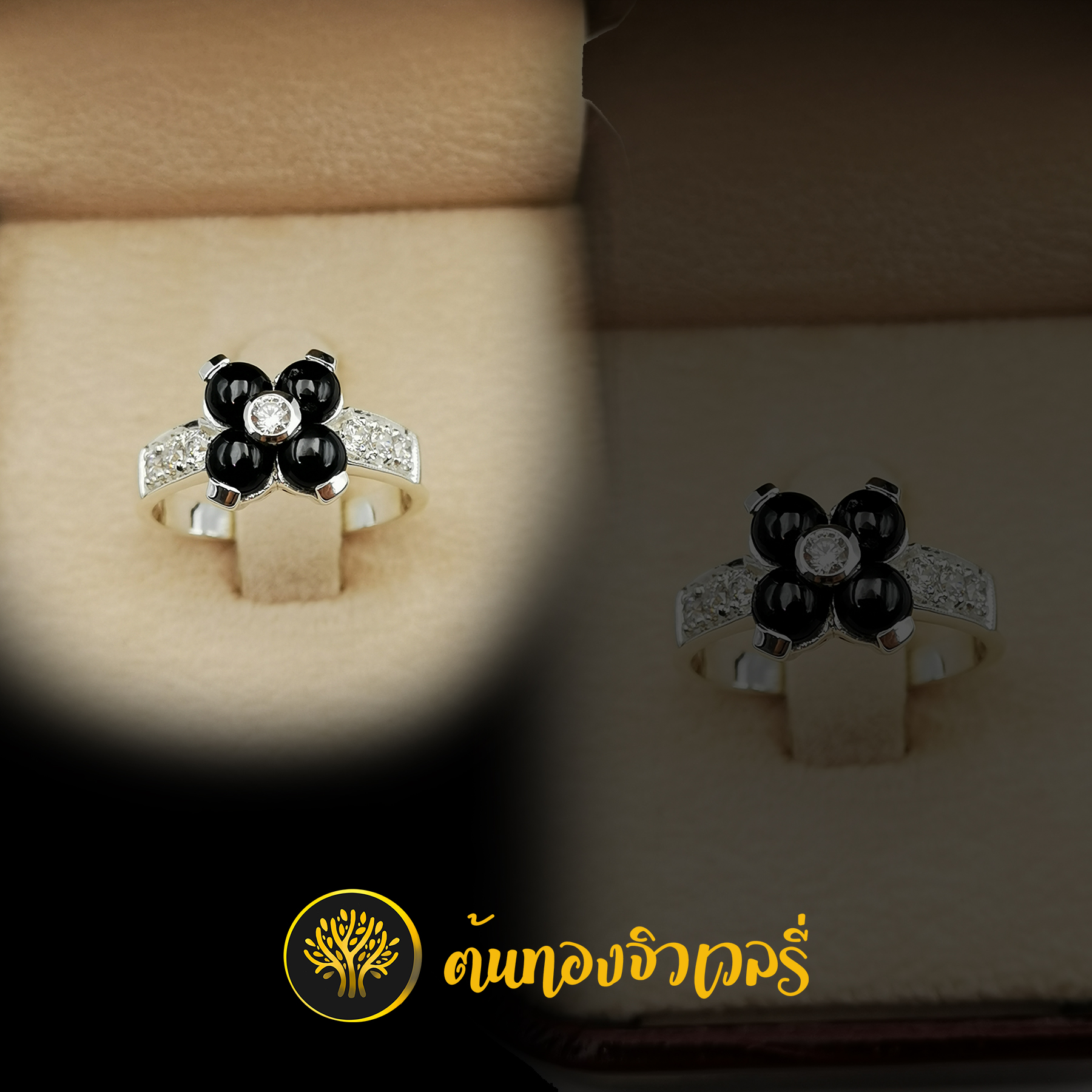 แหวนพลอยนิล ฝังเพชรกลาง สวยๆ พลอยนิล4เม็ดล้องเพชรตรงกลาง ก้านฝังเพชร สวยๆแจ่มๆเลย