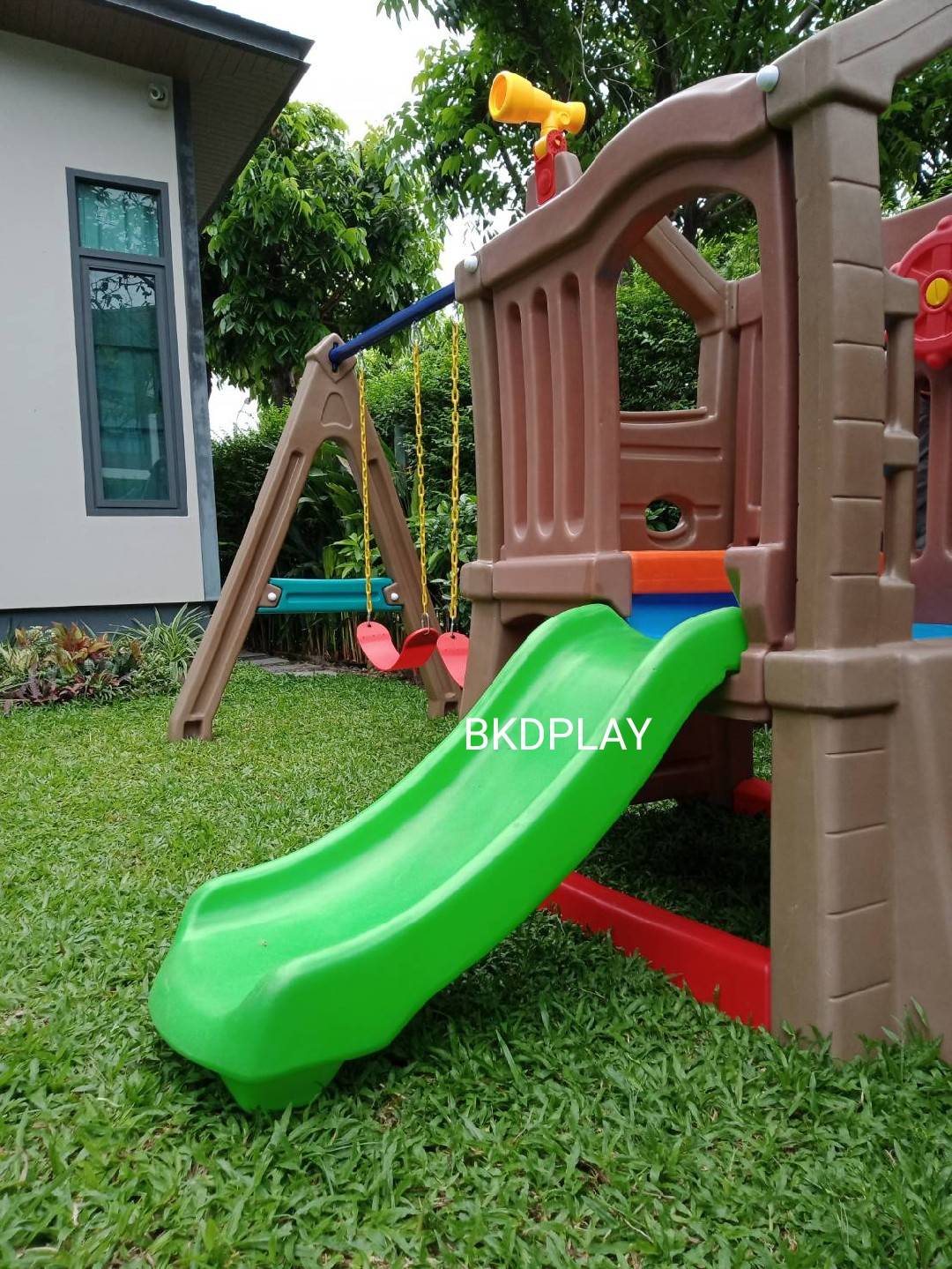 บ้านสไลด์ชิงช้า2ที่นั่ง สไลเดอร์2in1 บ้านสไลเดอร์ ของเล่นเด็ก,เครื่องเล่นสนาม พร้อมส่ง