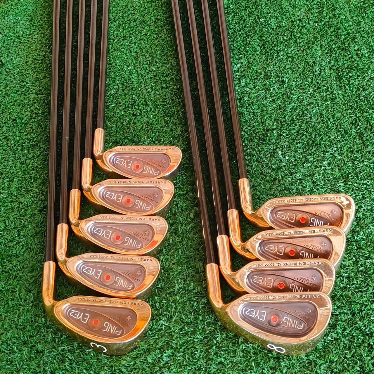 ชุดเหล็ก PING EYE2 PLUS จุดส้ม มีเหล็ก 3 - 9 เเละ PW SW ได้ 9 ชิ้น ก้าน ALDILA LOW TORQUE FLEX R ก้านกราไฟต์พรีเมี่ยม ไม้กอล์ฟมือสอง ของแท้ BY NakaraLuxurious