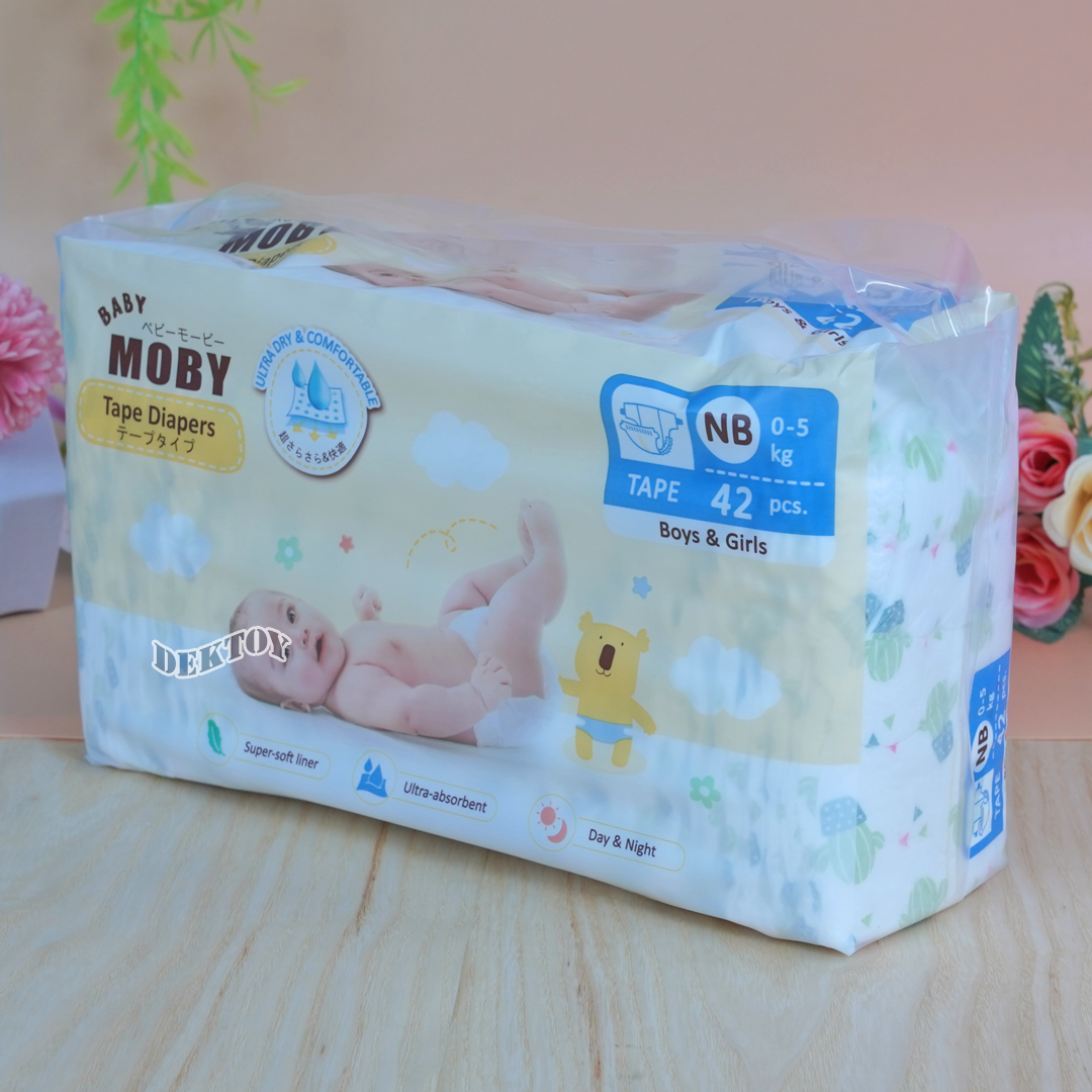Baby moby เบบี้โมบี้ ผ้าอ้อมสำเร็จรูป ชนิดเทป ไซซ์ Newborn 42 ชิ้น