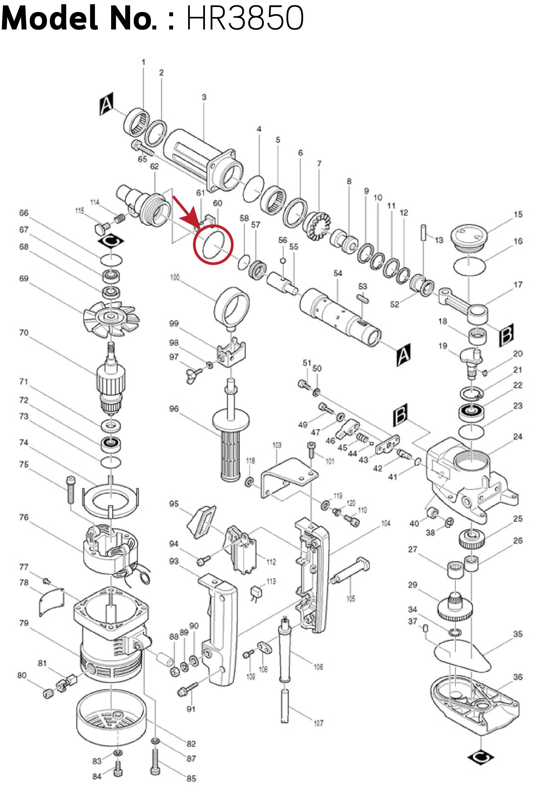 โอริง เสื้อกระบอกสูบ (แท้) (213604-1) สกัด, สว่านโรตารี่ Makita มากีต้า รุ่น HM1201 #21, HM1211B #29, HR4030C, HR4041C #44, HR2010 #9, HR3850 #60, HR4511C #16 (213604-1) (อะไหล่แท้ 100%) โอริง 50X2mm.