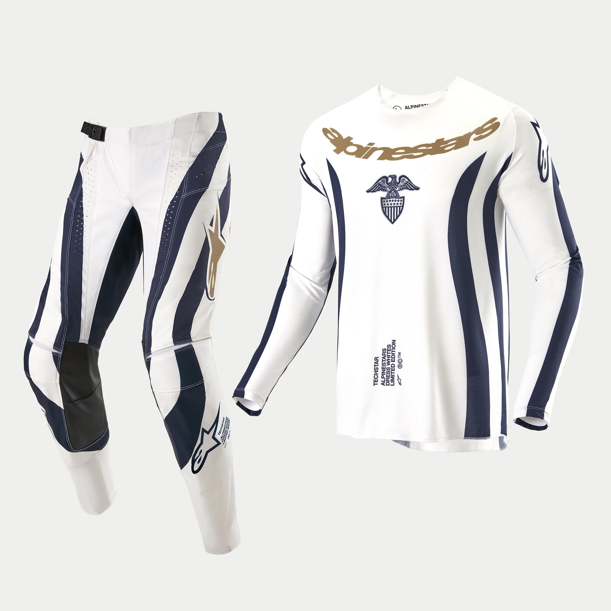 ชุด Alpinestars 2024 Limited Edition Dress Whites Tropical Techstar - White Dark Blue Gold