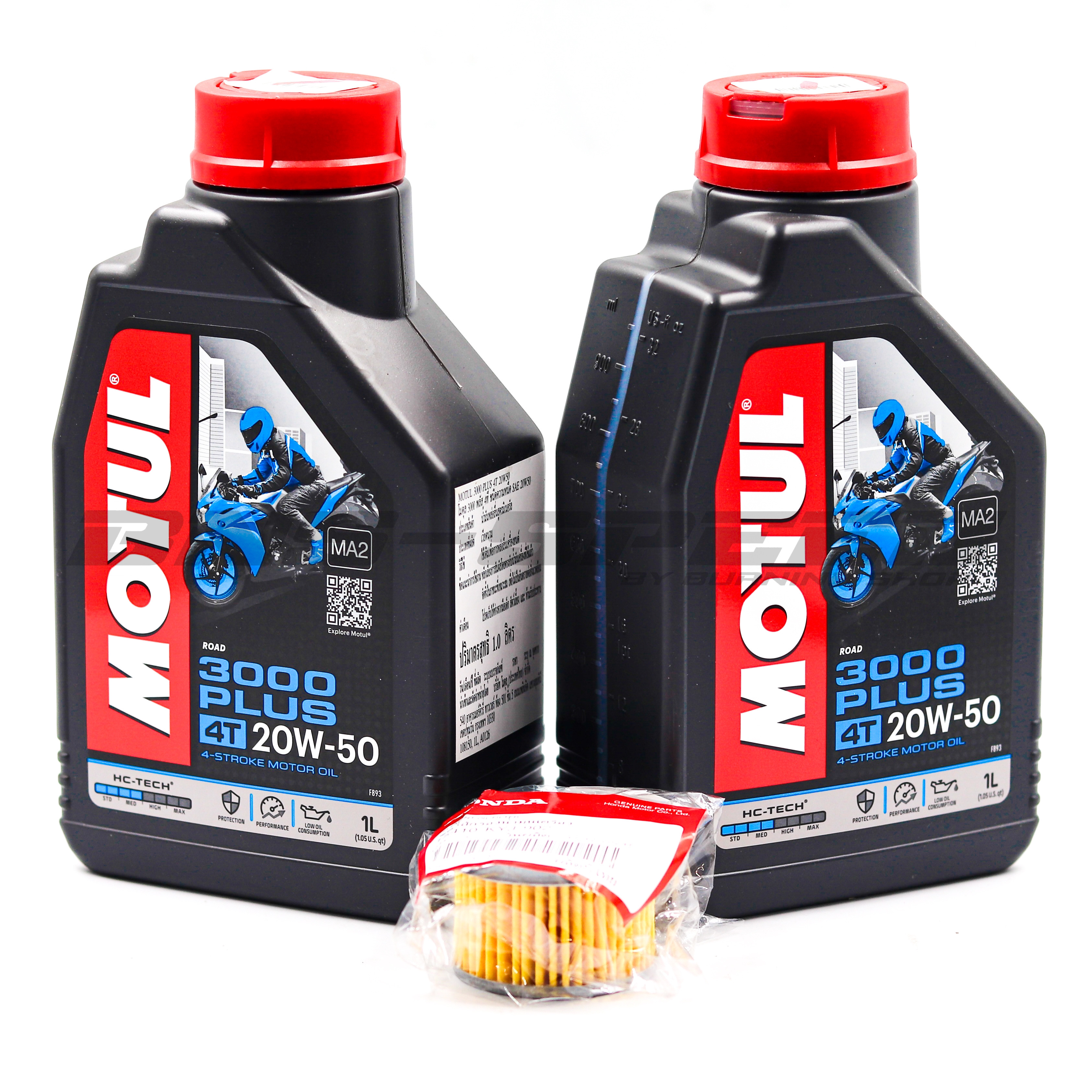 ชุดถ่ายน้ำมันเครื่อง CRF250/300 - Motul 3000Plus 20W50, 10W40