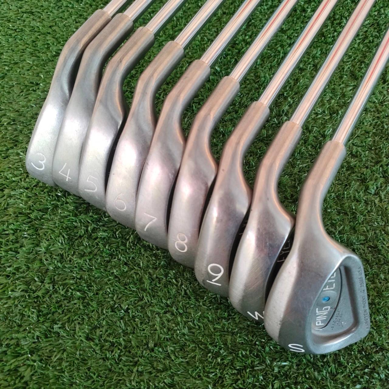 ชุดเหล็ก PING EYE2 + จุดน้ำเงิน มีเหล็ก 3-9 เเละ PW SW ก้าน CUSHIN FLEX R รุ่นนี้เป็นรุ่น + หรือรุ่น PLUS จะตีไกลกว่าปกติ ไม้กอล์ฟมือสอง ของแท้ BY NakaraLuxurious