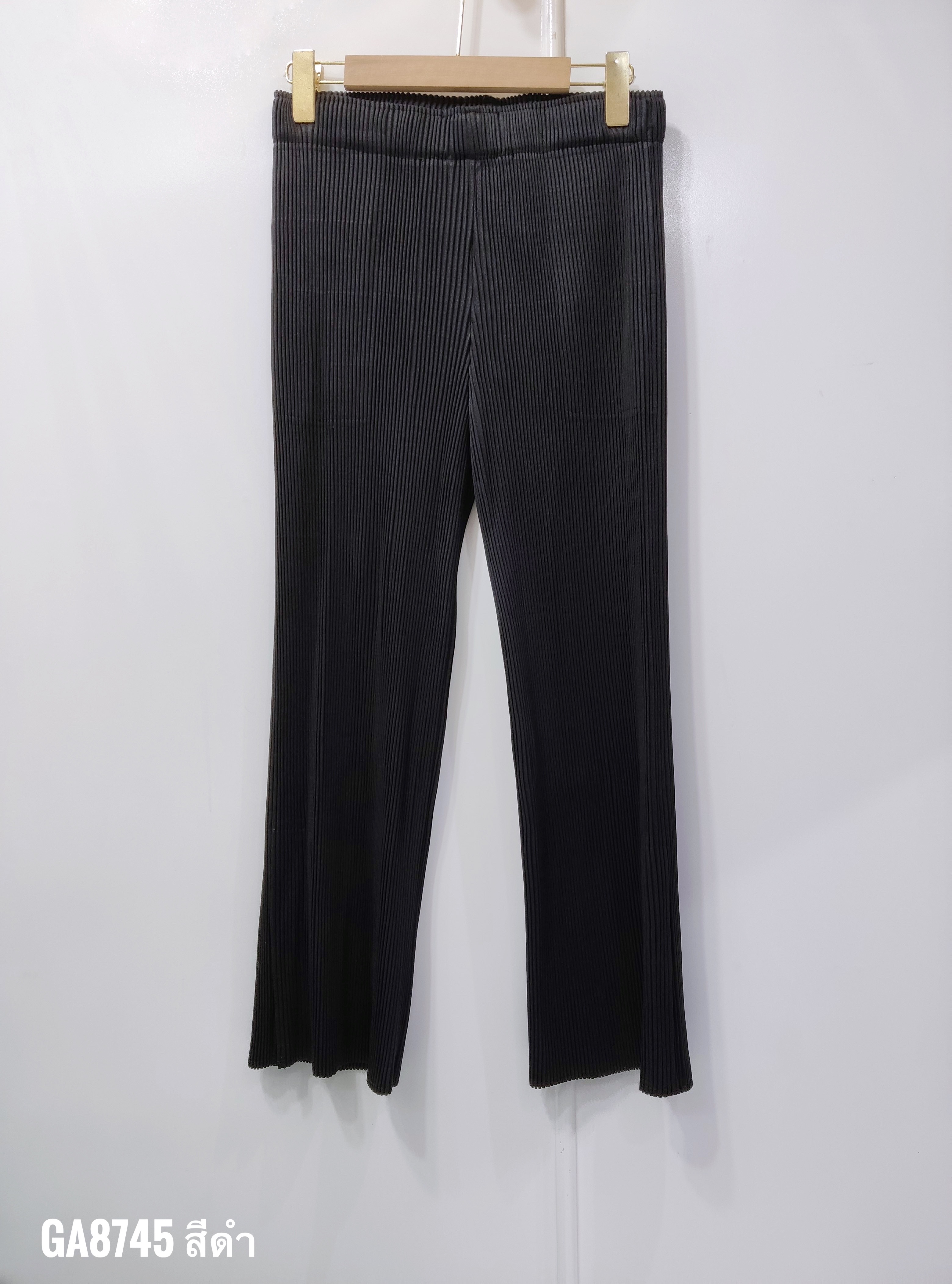 ยาว 34นิ้ว 2MUAY รุ่น GA8745 กางเกงอัดพลีท STRAIGHT PLEATED PANTS สีดำ FREE SIZE