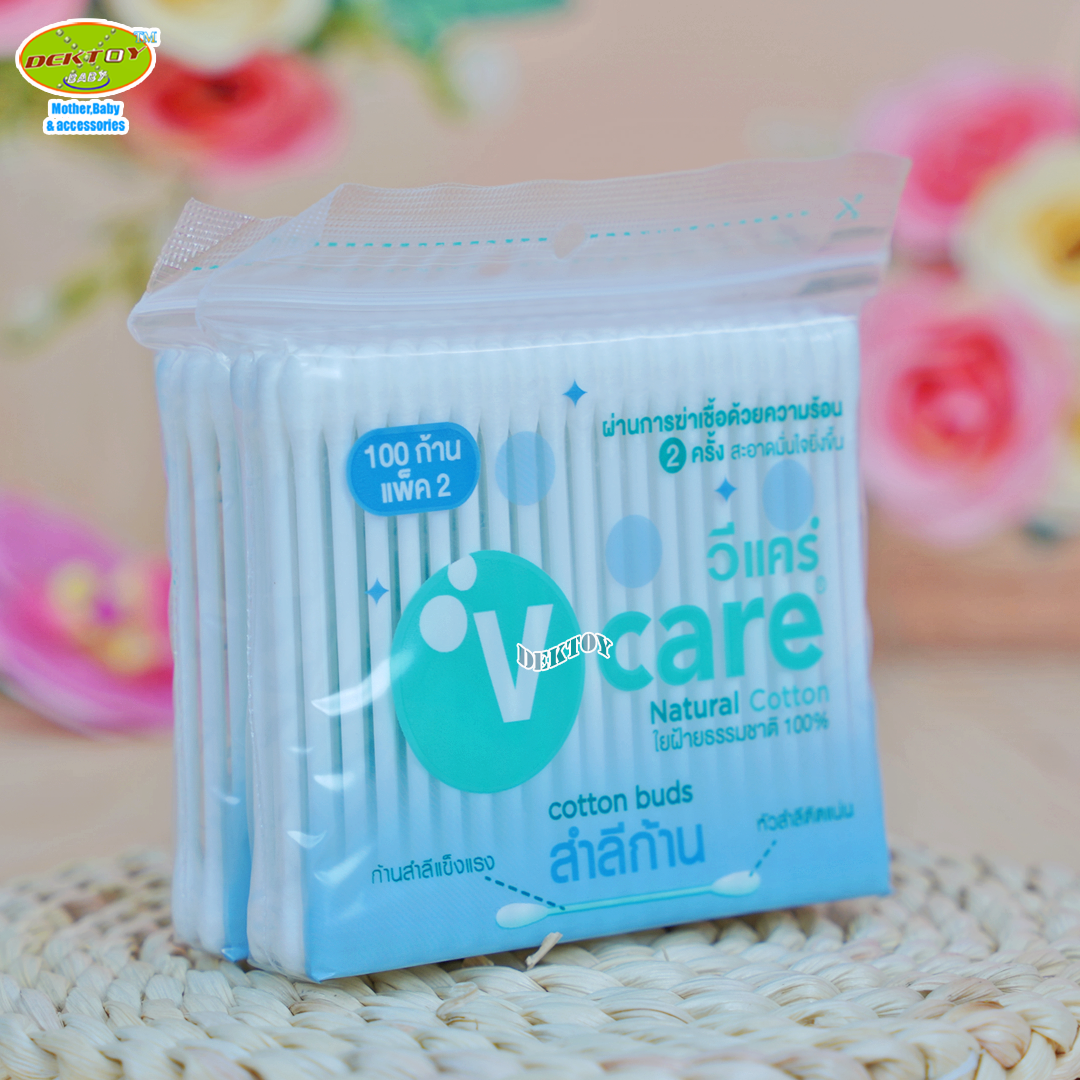 V care วีแคร์ สำลีก้านมาตฐาน 100 ก้าน แพ็ค2ห่อ