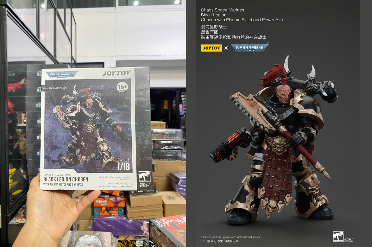 [พร้อมส่ง]Joy toy 1/18 : Chaos Space Marines Black Legion Chosen- JT00959 : with Plasma Pistol and Power Axe
