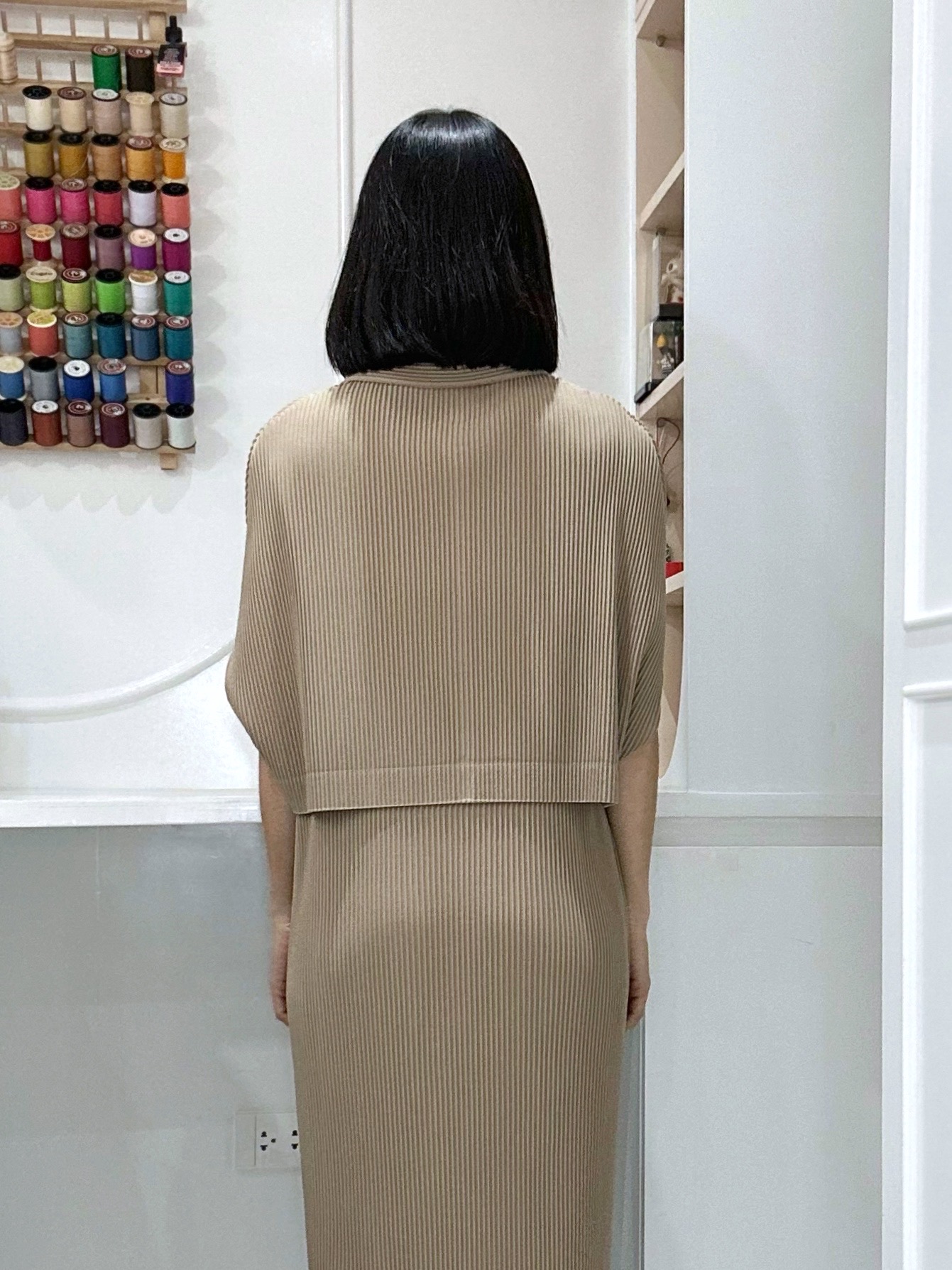 2MUAY รุ่น GJO5276 เสื้อคลุมพลีทคุณภาพ THICK COLLAR CAPE PLEATED CARDIGAN 7 สี FREE SIZE