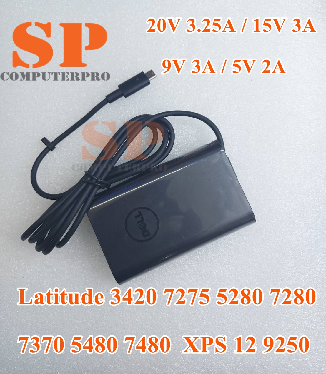 DELL Adapter อะแดปเตอร์ของแท้ DELL Latitude 3420 7275 5280 7280 7370 5480 7480 XPS 12 9250 หัว TYPE-C / USB-C : 65W