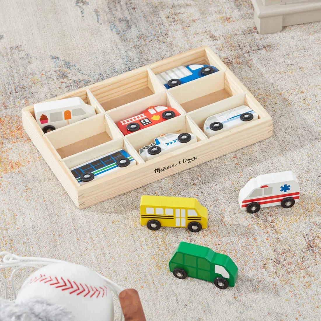 ชุดรถของเมือง Utility Vehicles รถของเล่น Melissa & Doug Wooden Town Vehicles รุ่น 3170 ของเล่นเสริมพัฒนาการเด็ก