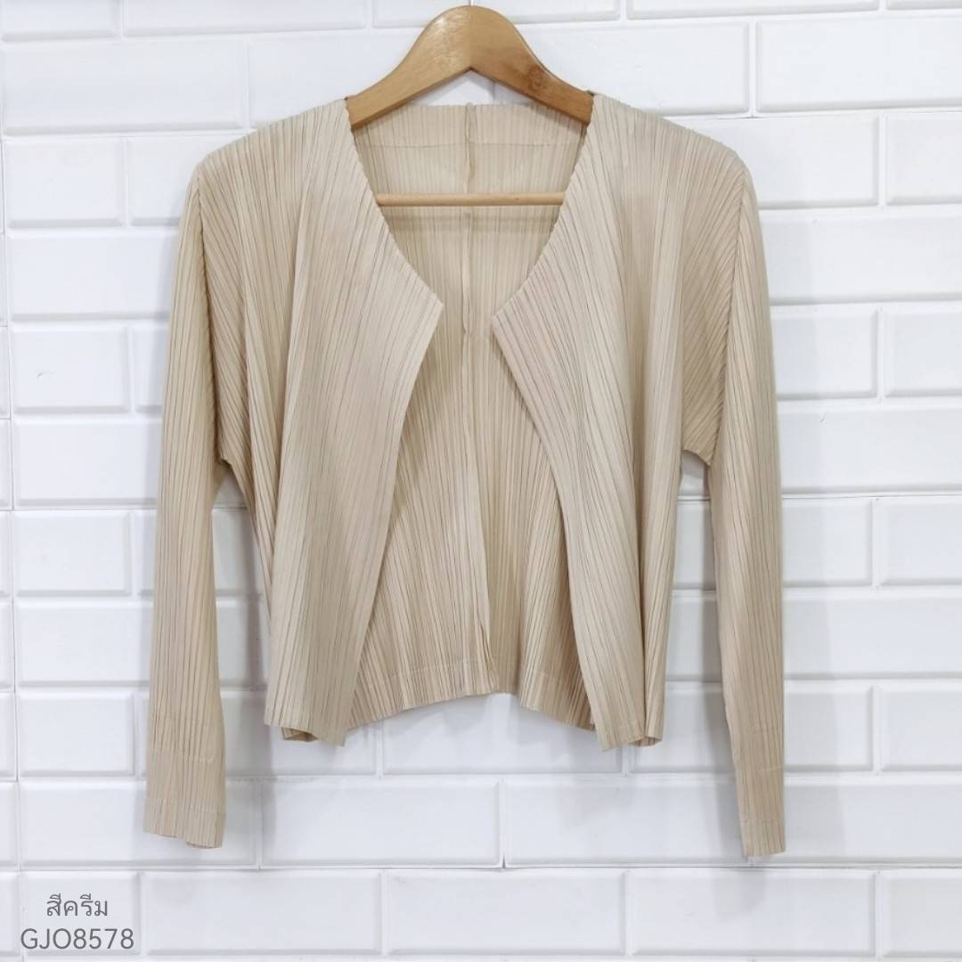 2MUAY BASIC รุ่น GJO8578 CROPPED PLEAT CARDIGAN เสื้อคลุมผู้หญิง เสื้อคลุมพลีทคุณภาพ 11สี FREE SIZE