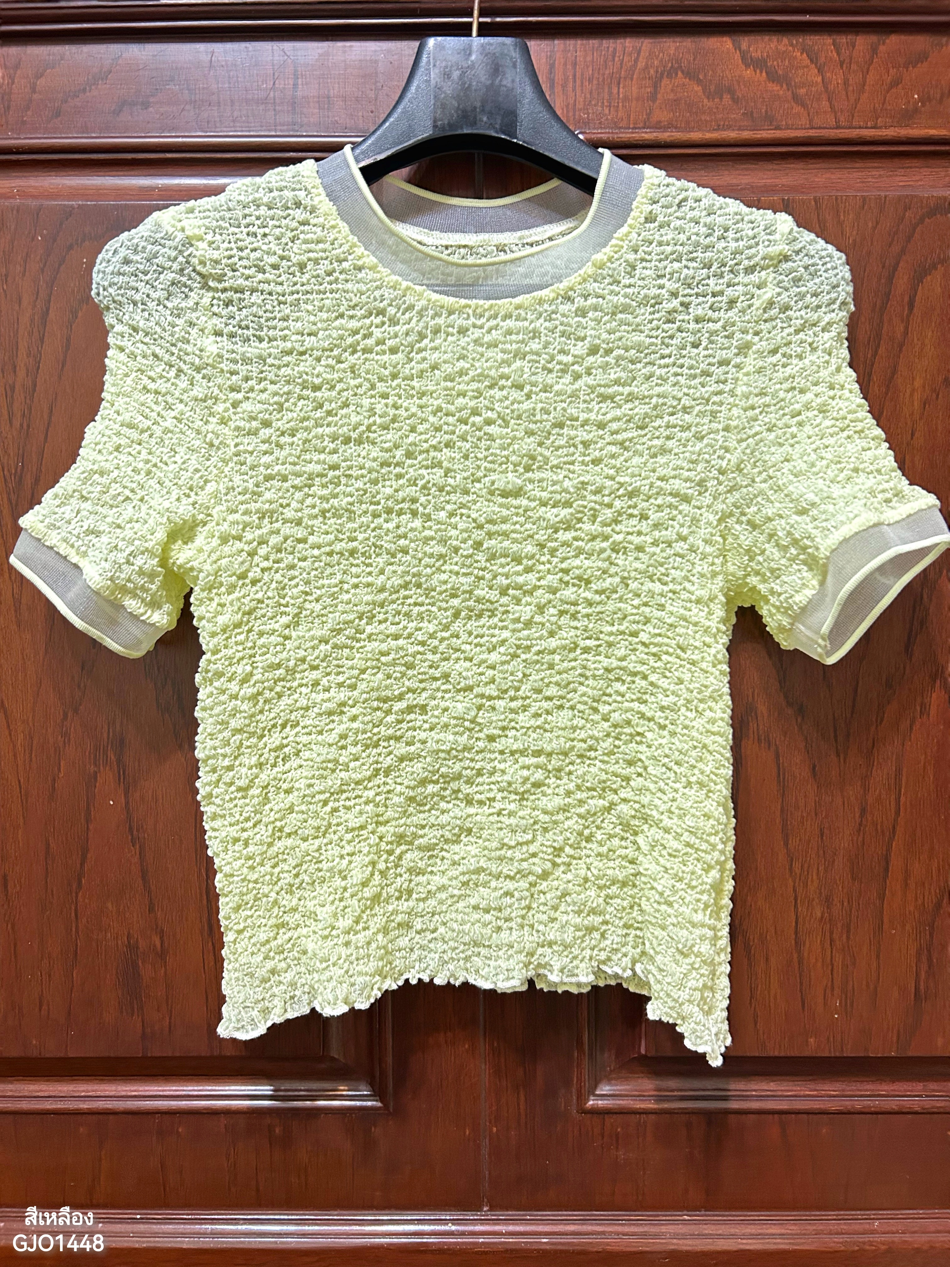 ปรับราคาลง20%!! 2MUAY รุ่น GJO1448 เสื้อพลีทคุณภาพ SMOCK PLEATED TOP 6 สี FREE SIZE