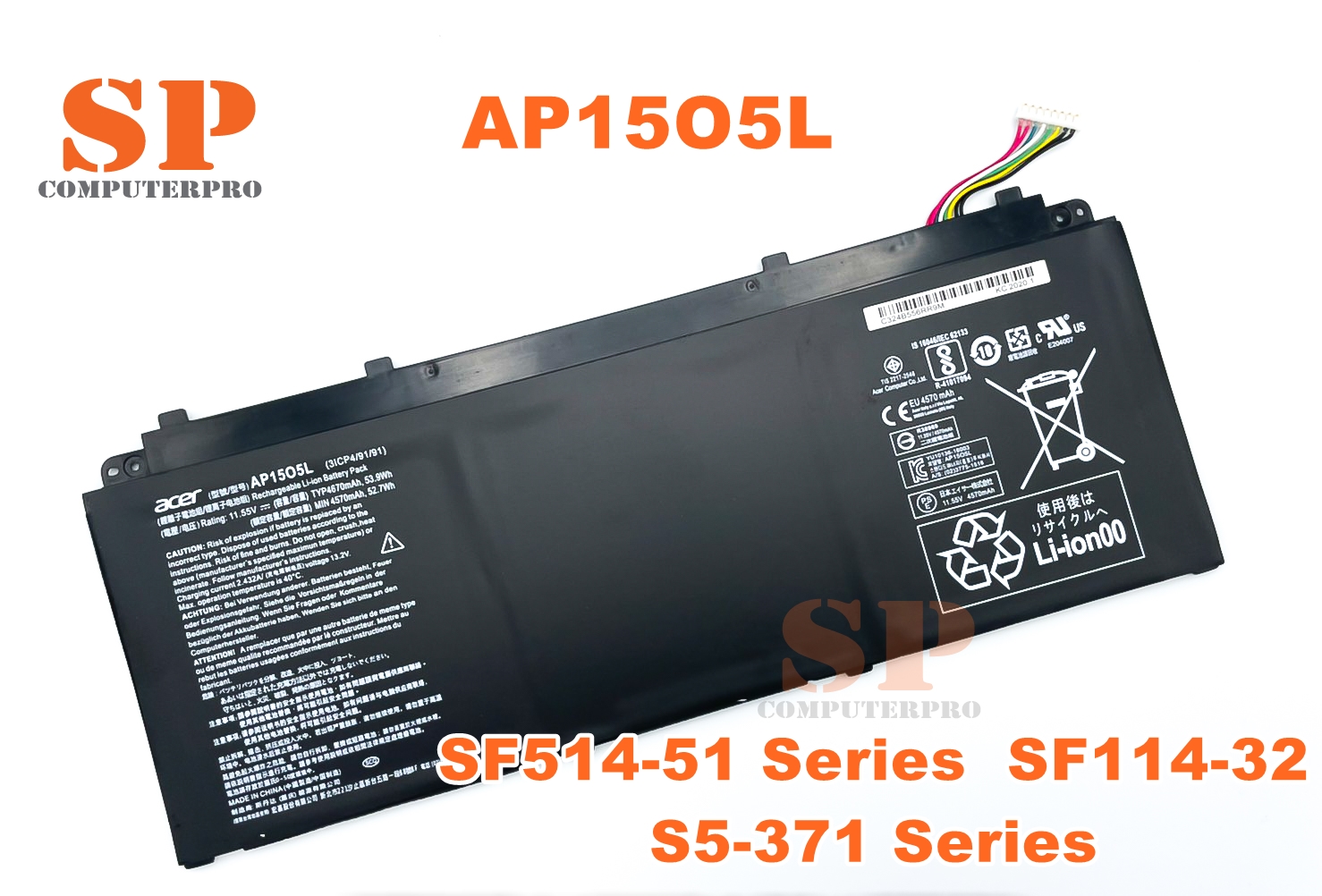 ACER BATTERY แบตเตอรี่ของแท้ ACER SF514-51 SF515-51T SF114-32 S5-371 Series model:AP15O5L