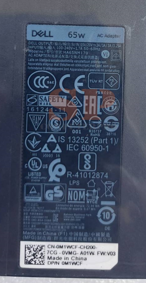 DELL Adapter อะแดปเตอร์ของแท้ DELL Latitude 3420 7275 5280 7280 7370 5480 7480 XPS 12 9250 หัว TYPE-C / USB-C : 65W