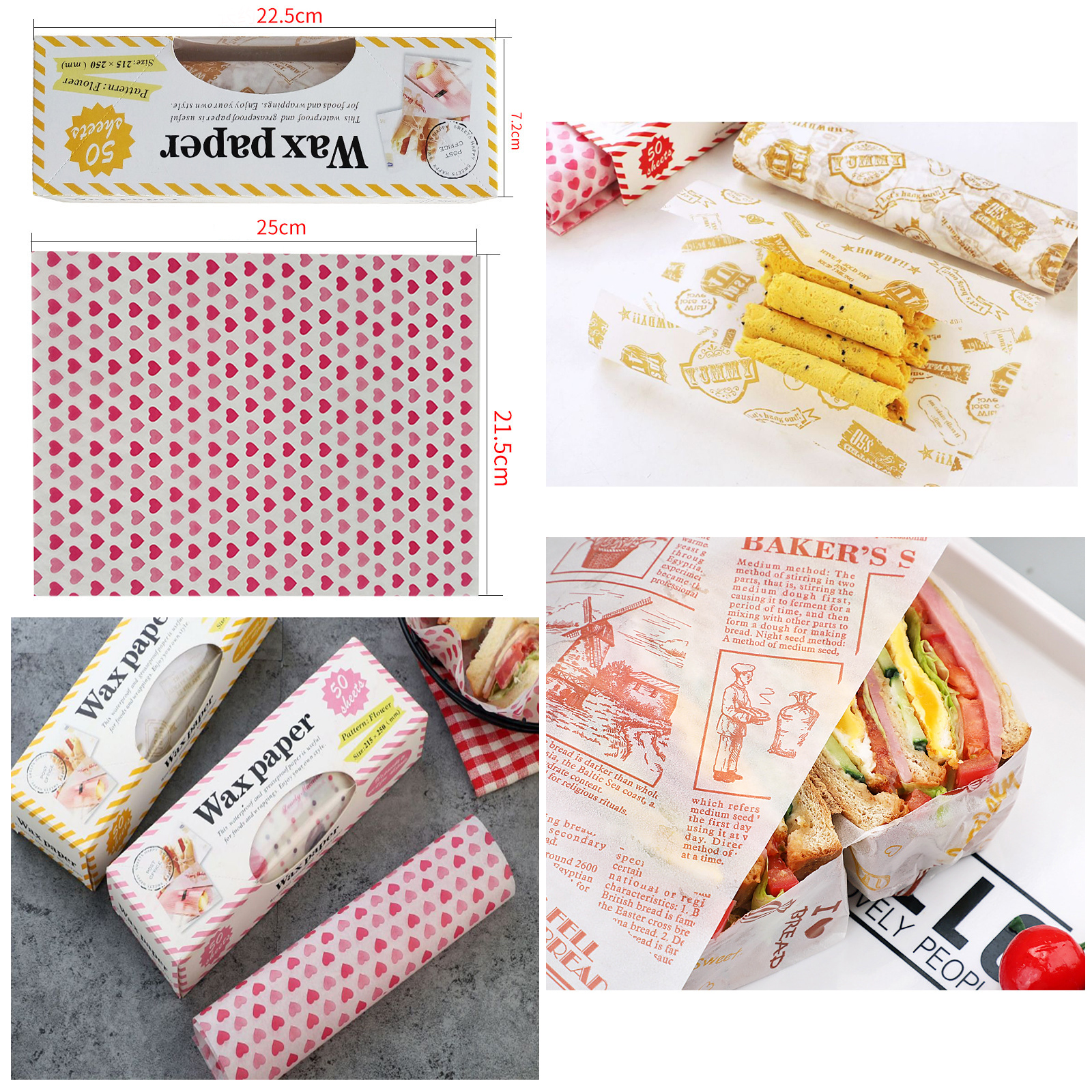 กระดาษรองถาดขนมอบ / กระดาษรองอาหาร 50pc มีหลายขนาด หลายลาย ไม่มีสายตกค้าง คุ้มค่า คุ้มราคา