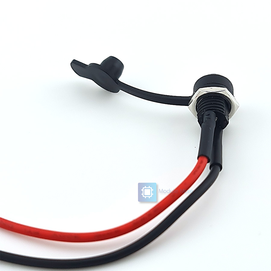 DC jack ตัวเมียพร้อมสายยาว 20cm DC power socket DC-022B socket 5.5*2.1MM / 5.5*2.5MM thread with nut (female DC jack) with wires 20cm