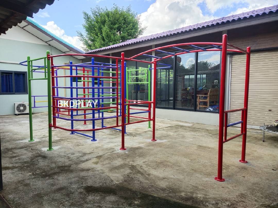เครื่องเล่นสนามกลางแจ้ง สำหรับเด็กประถม ชุดปีนป่ายรวม บาร์โหนแสนสนุก ปีนป่ายเหล็ก เครื่องเล่นสนามเหล็ก รวม OutdoorPlayground, ราคาโรงงาน