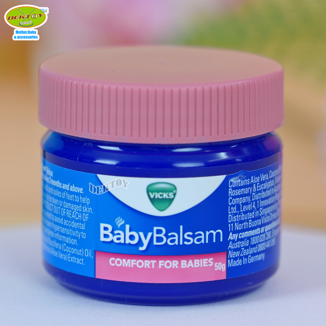 Vicks Baby Balsam วิคส์ เบบี้ บัลแซม 50 กรัม สูตรอ่อนโยน เด็ก3เดือนถึง 5 ปี