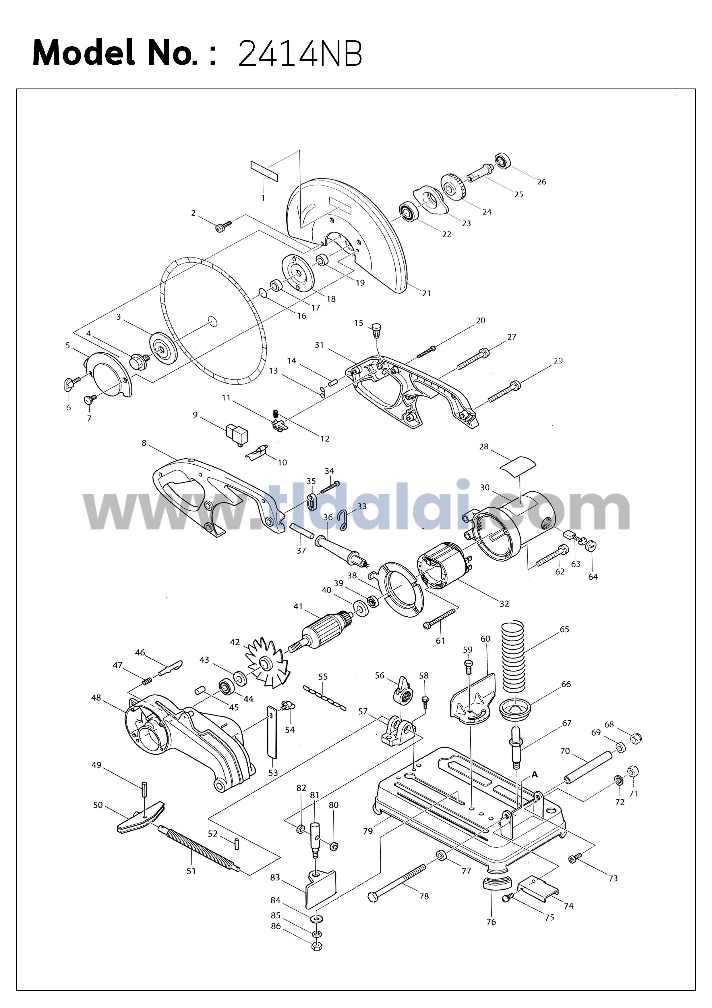 ปุ่มกดล็อคสวิทซ์ (แท้) (418138-1) แท่นตัดไฟเบอร์ Makita มากีต้า รุ่น 2414NB, 2414B #15 (418138-1) (อะไหล่แท้ 100%)