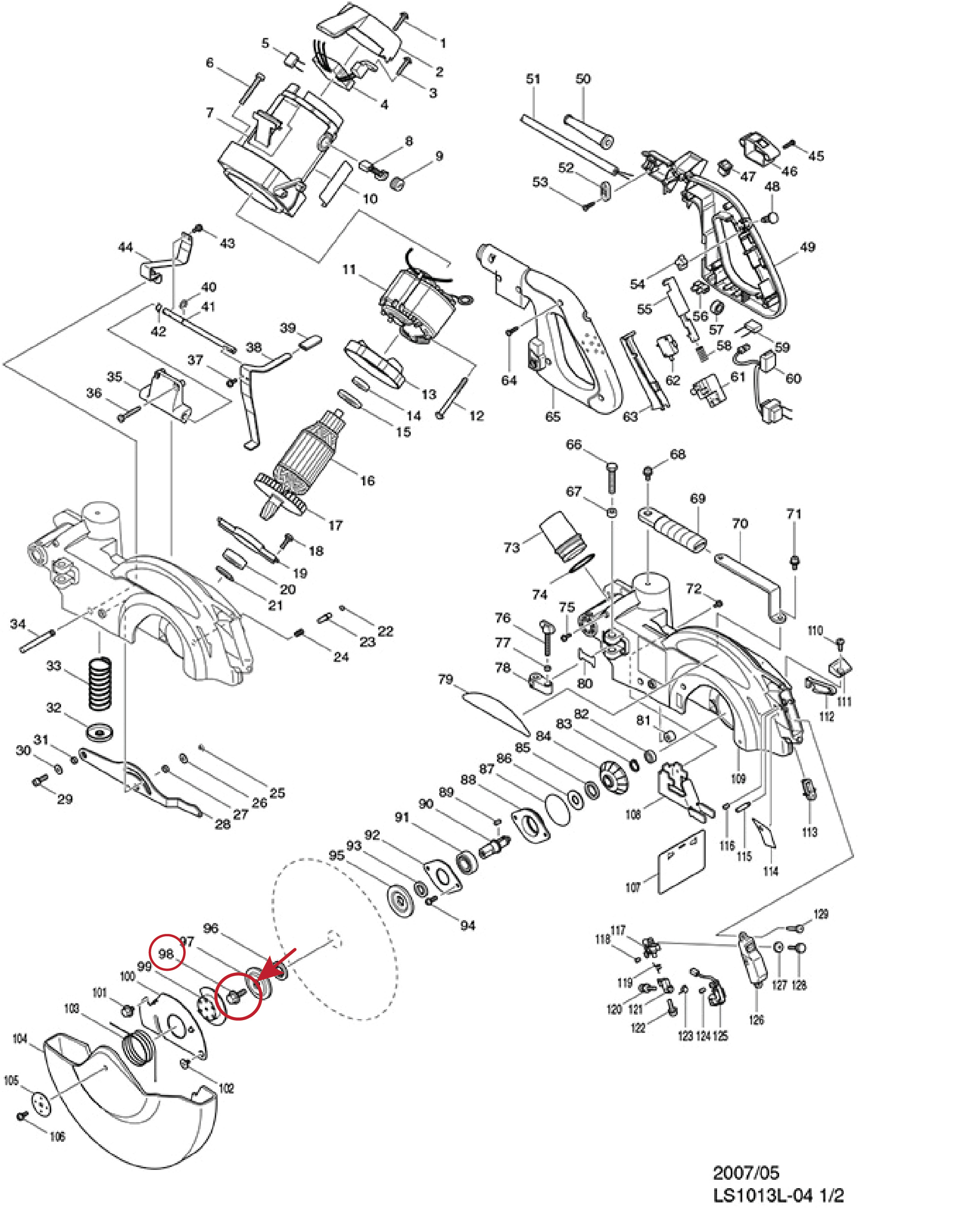 น็อตประกับใบ (แท้) แท่นตัดองศา Makita มากีต้า รุ่น LS1040, LS1440, LS1011, LS1013, LS1030, LF1000 (265355-2) (อะไหล่แท้ 100%) น๊อต M8X20