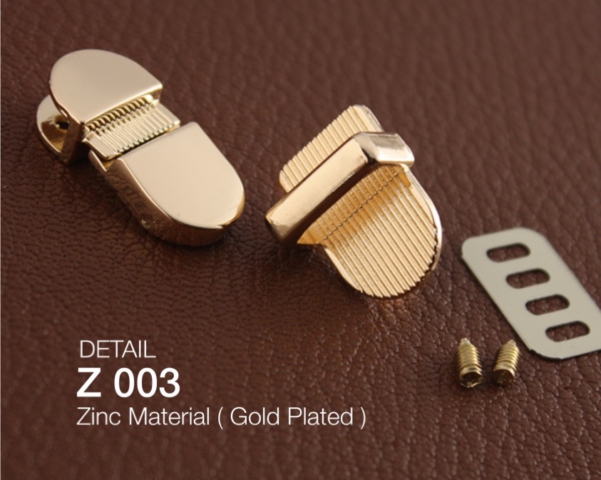 Z003 อะไหล่ล็อกกระเป๋า งานชุบสีทอง ราคาต่อชุด #อะไหล่กระเป๋า #leatherbrass