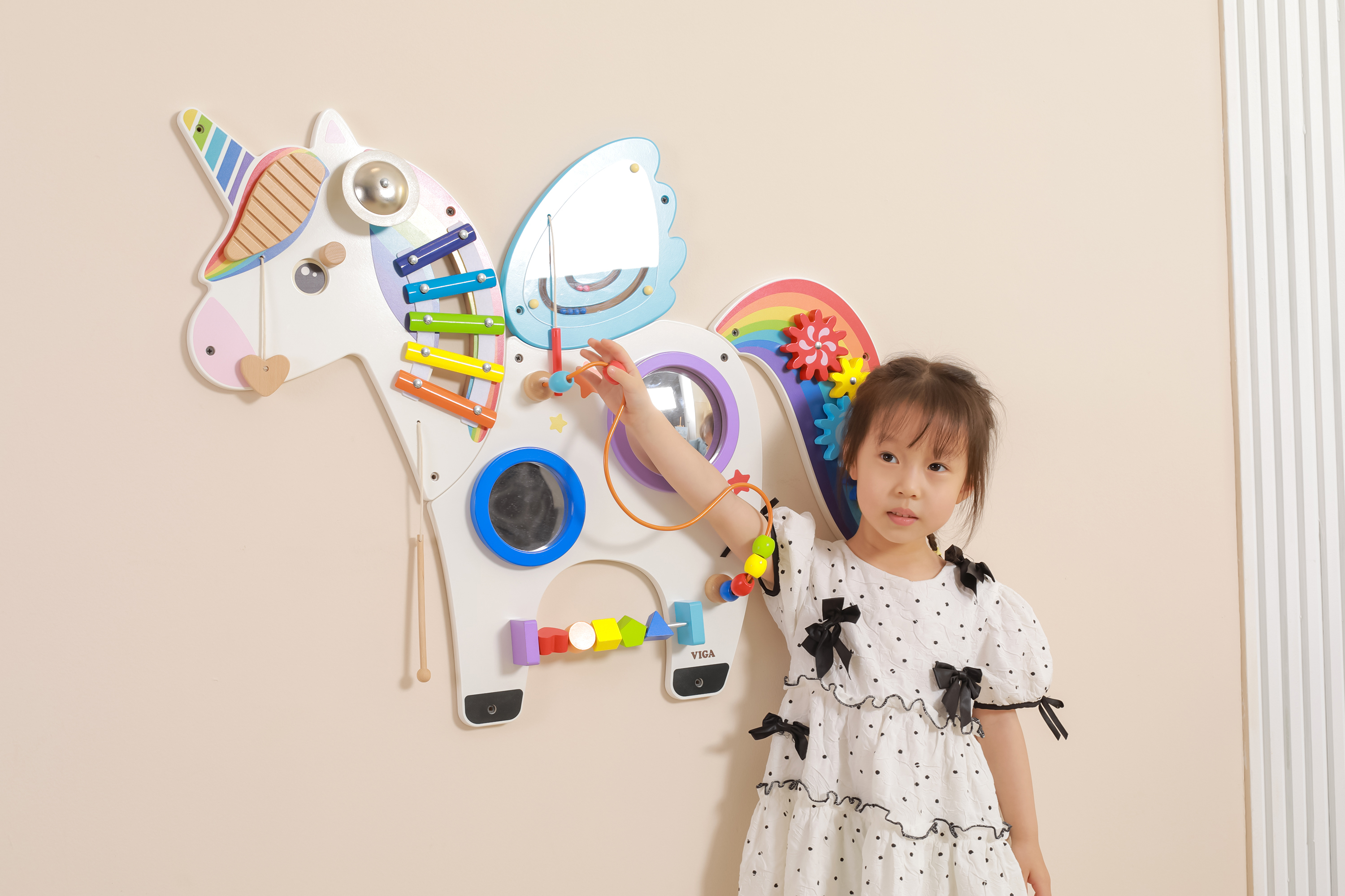 Wall Activity Panel - Unicorn , ผนังยูนิคอร์น, แผ่นติดผนัง เกมส์ไม้ ของเล่นเสริมพัฒนาการ, ของเล่น,ของเล่นติดผนัง,แถบแม่เหล็ก