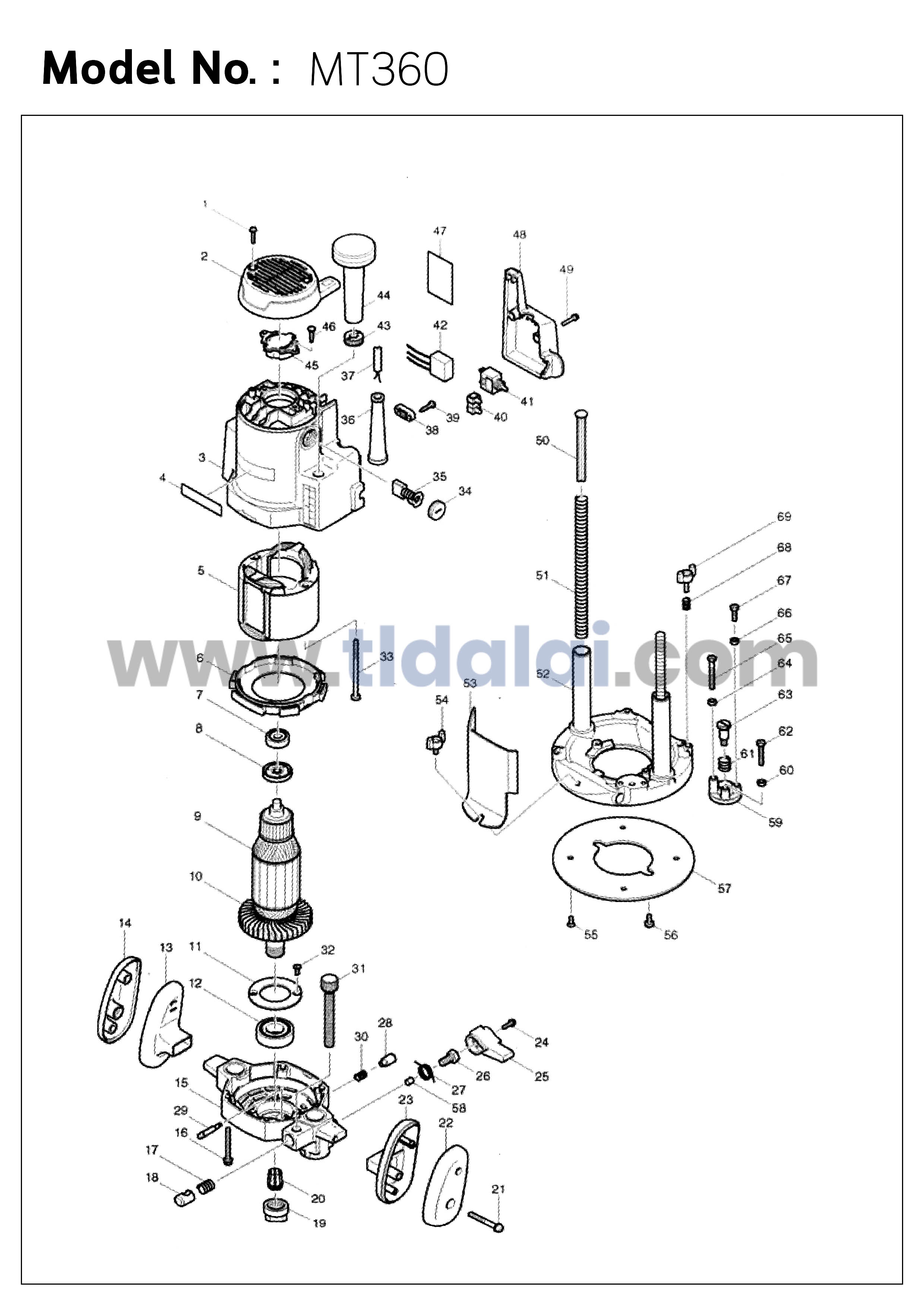 ปุ่มกด ชุดล็อค (แท้)# Maktec มาคเทค รุ่น MT360, MT362 #28 - Makita มากีต้า รุ่น M3600, M3600B (286270-7) (อะไหล่แท้100%)
