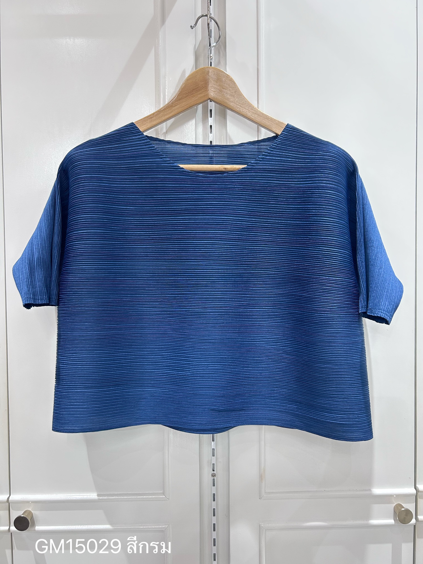 อกถึง48 2MUAY GM15029 เสื้ออัดพลีท SHORT SLEEVE PLEATED TOP 28 สี FREE SIZE