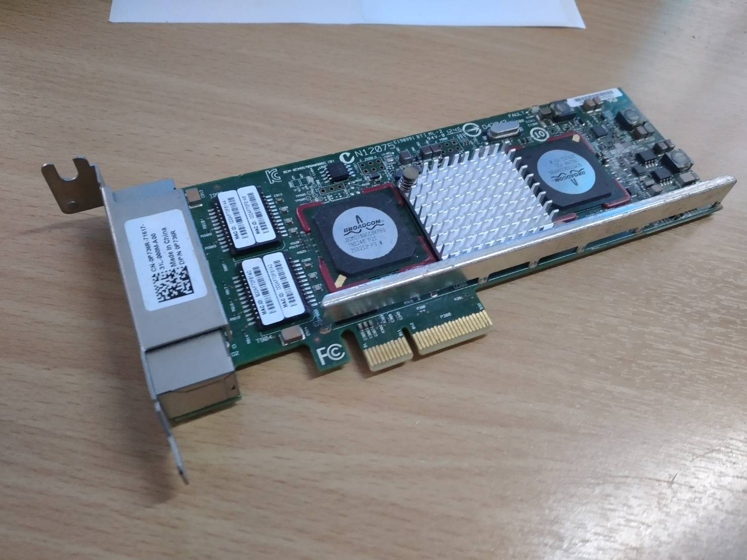 Dell 0P736R P736R Broadcom Quad Port 1GBps PCI-E GIGABIT Network Card BCM5709C ขาสั้น