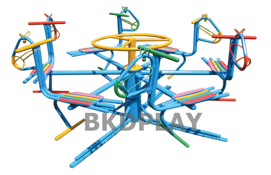 เครื่องเล่นสนาม กลางแจ้ง เหล็ก,ม้าหมุน 6 ที่ ปรับโครงสร้างตาม มอก. Outdoor Playground, ราคาโรงงาน สินค้าสั่งผลิต 10-20 วัน