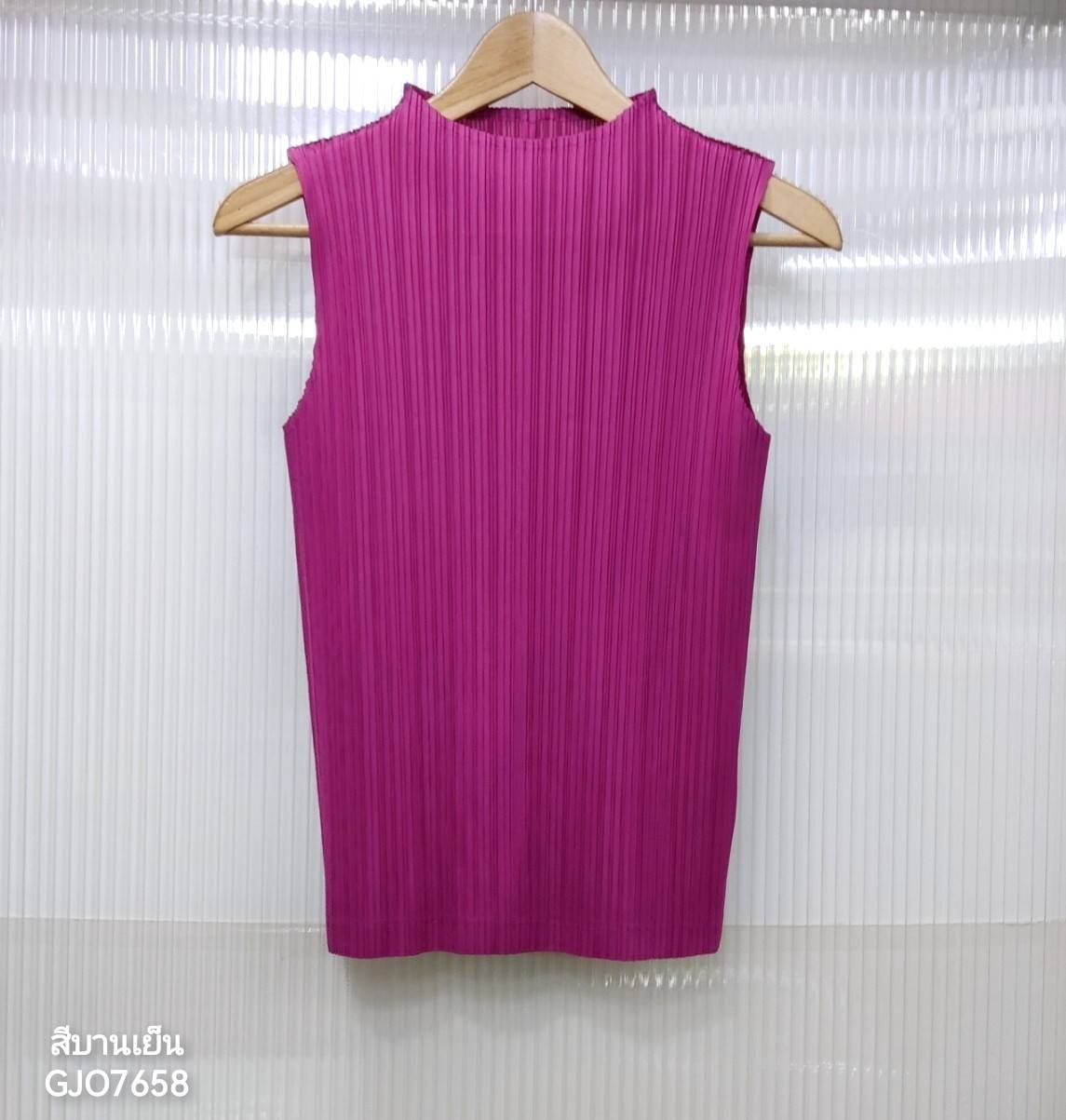 2MUAY BASIC รุ่น GJO7658 BASIC HIGH NECK PLEATED TOP เสื้ออัดพลีทงานคุณภาพ 22สี FREE SIZE