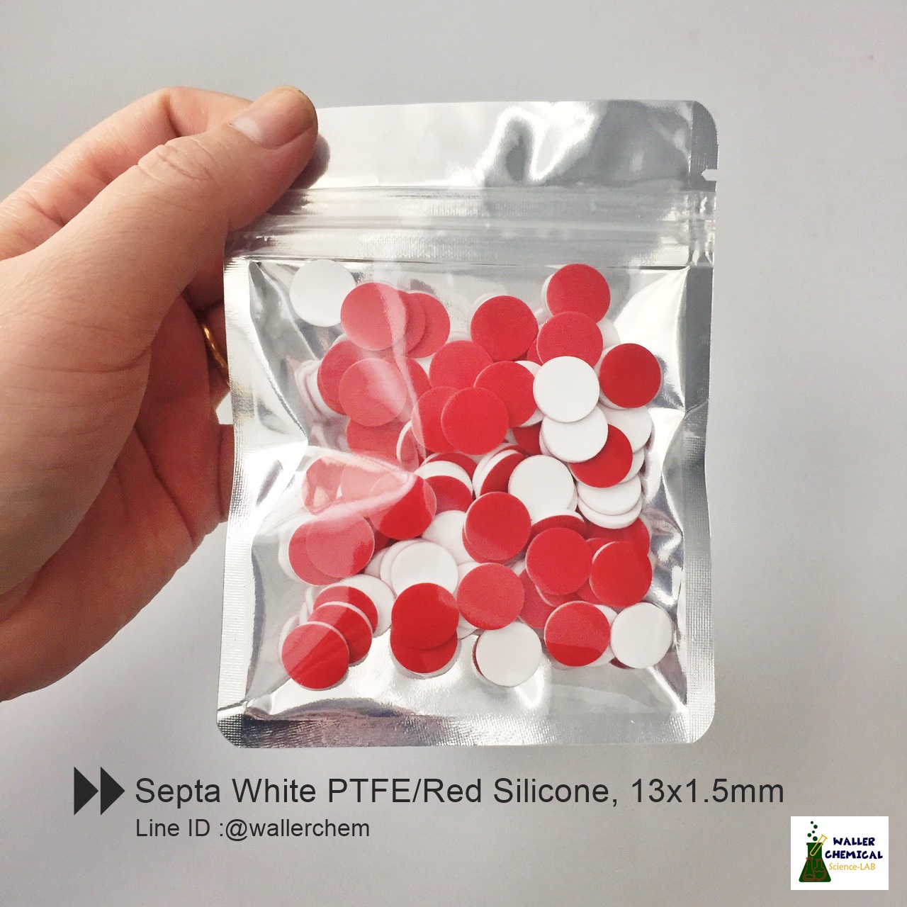 แผ่น Septa White PTFE/Red Silicone, Vial 4ml
