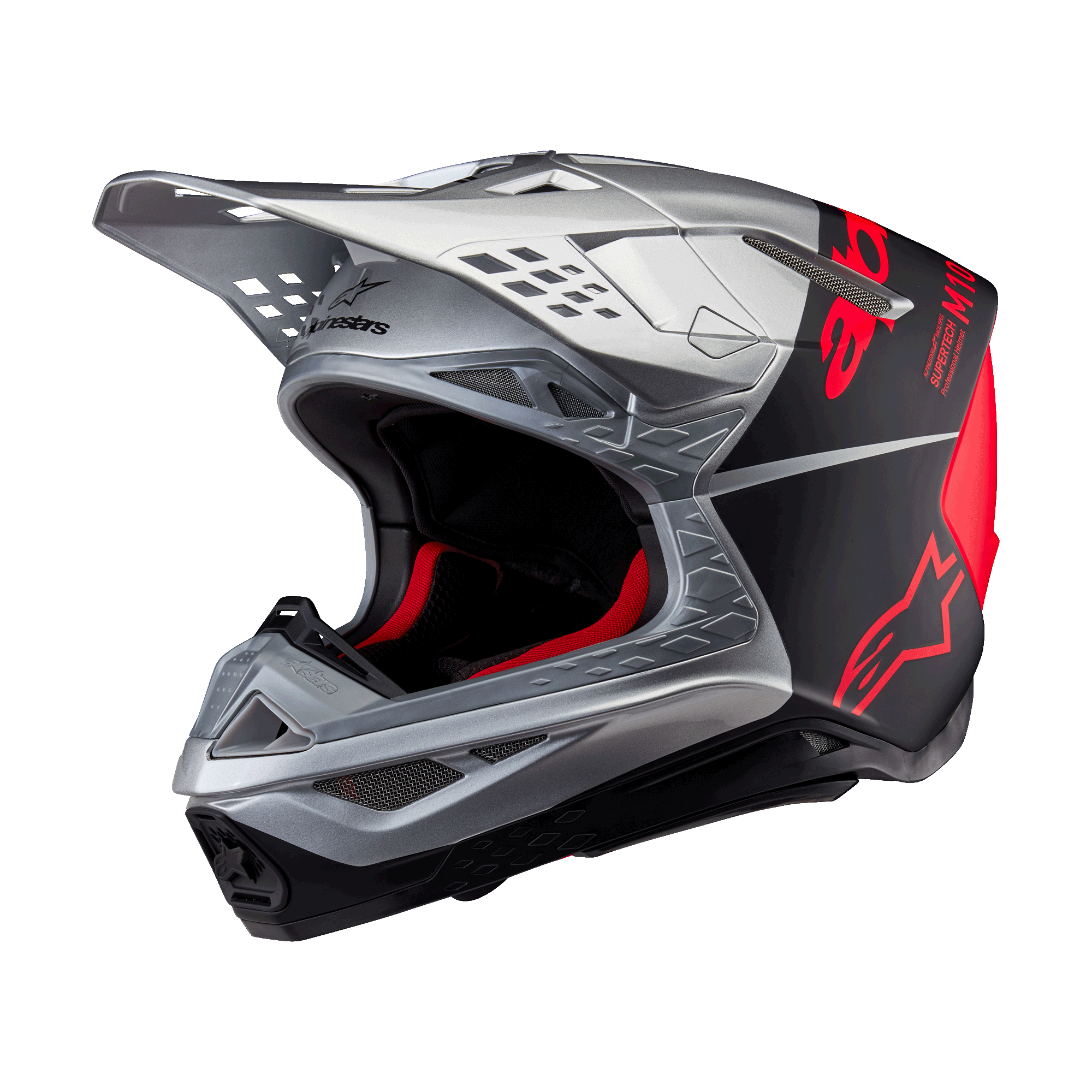 Alpinestars Supertech M10 Flood Helmet - Silver/Black/Orange Fluo Matte & Glossy