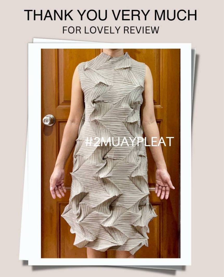 2MUAY รุ่น GJO6613 เดรสอัดพลีทงานคุณภาพ SLEEVELESS ZIGZAG PLEATED DRESS 9สี FREE SIZE