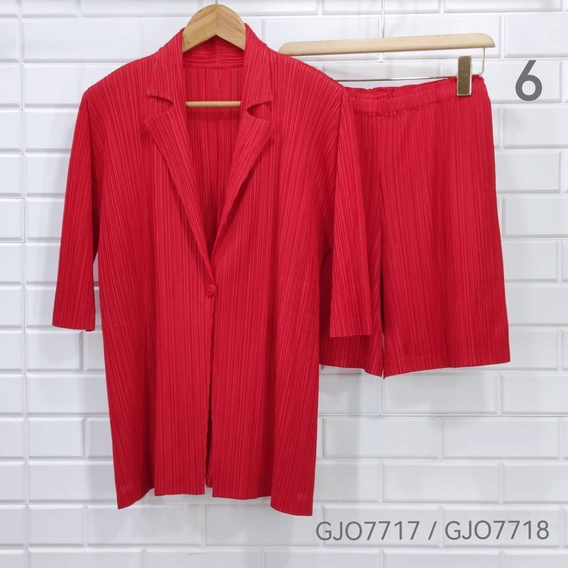 2MUAY รุ่น GJO7717/GJO7718 ชุดอัดพลีท เซ็ตพลีทคุณภาพ 9สี FREE SIZE CARDIGAN/BLAZER PLEATED SET
