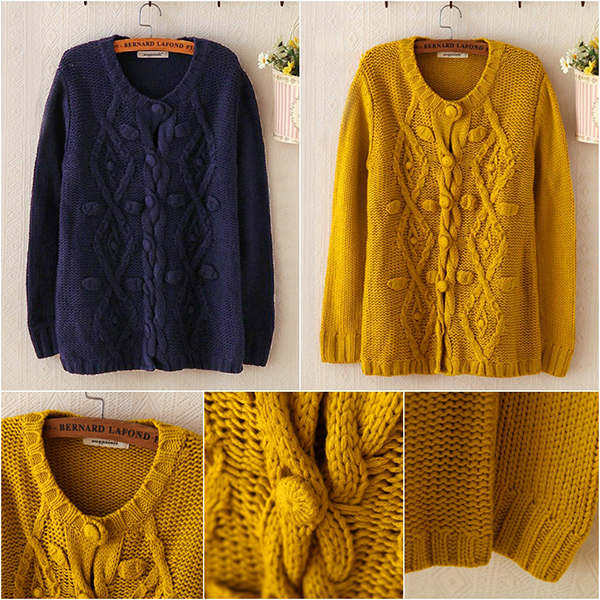 [SALE] CARDIGAN เสื้อคลุมไหมพรมนิ่มถักลายสไตล์วินเทจ-12065