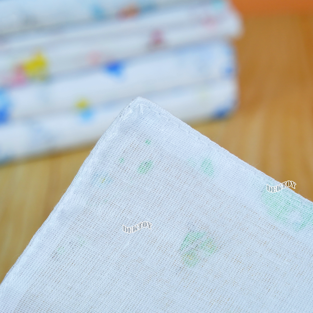 Happy ผ้าอ้อมสาลู2ชั้นเกรดB 27นิ้ว 12 ผืน คละุลาย