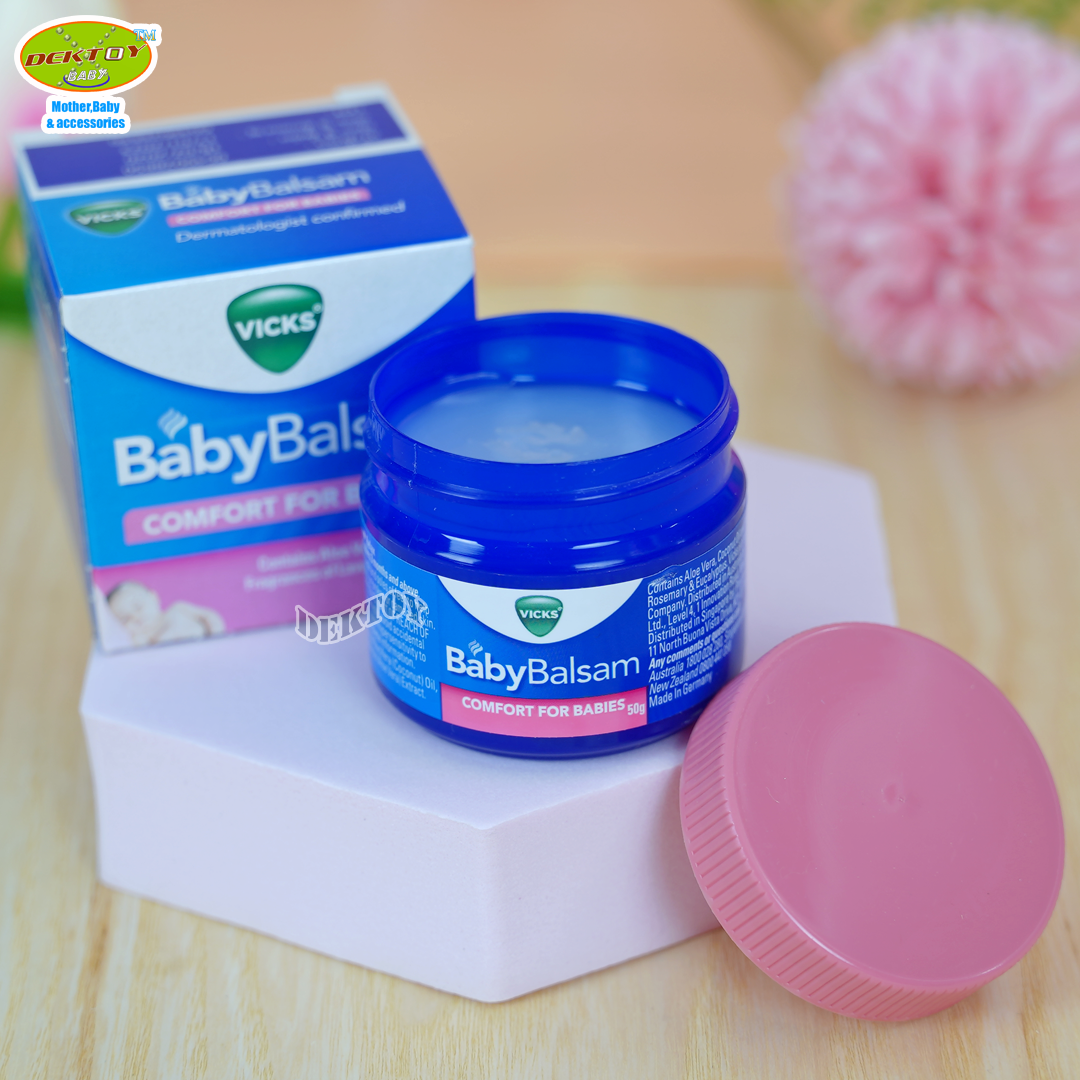 Vicks Baby Balsam วิคส์ เบบี้ บัลแซม 50 กรัม สูตรอ่อนโยน เด็ก3เดือนถึง 5 ปี