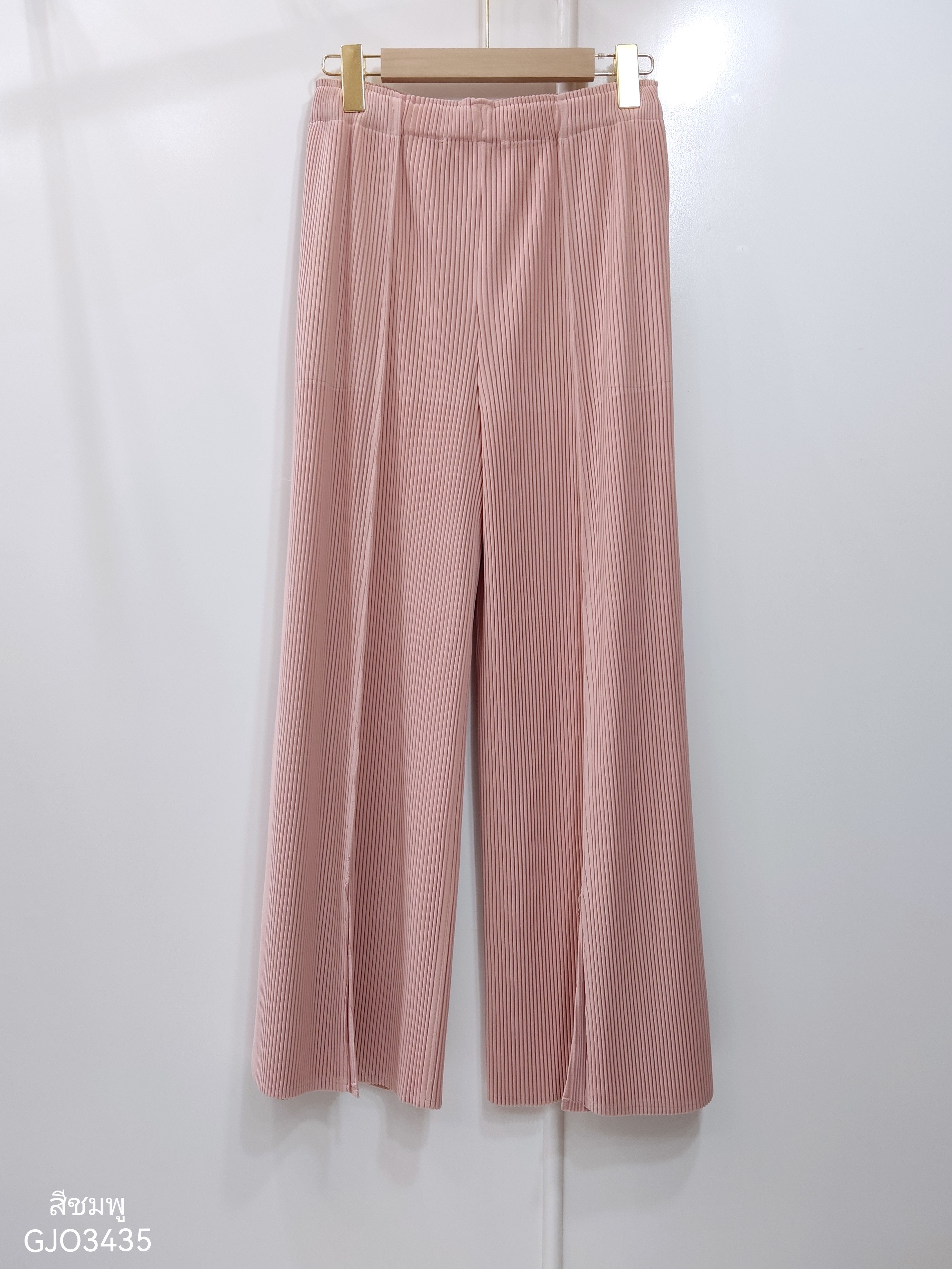 ยาว 37 นิ้ว 2MUAY รุ่น GJO3435 กางเกงพลีทคุณภาพ THICK WIDE LEG SPLIT FRONT PLEATED PANTS 10 สี FREE SIZE