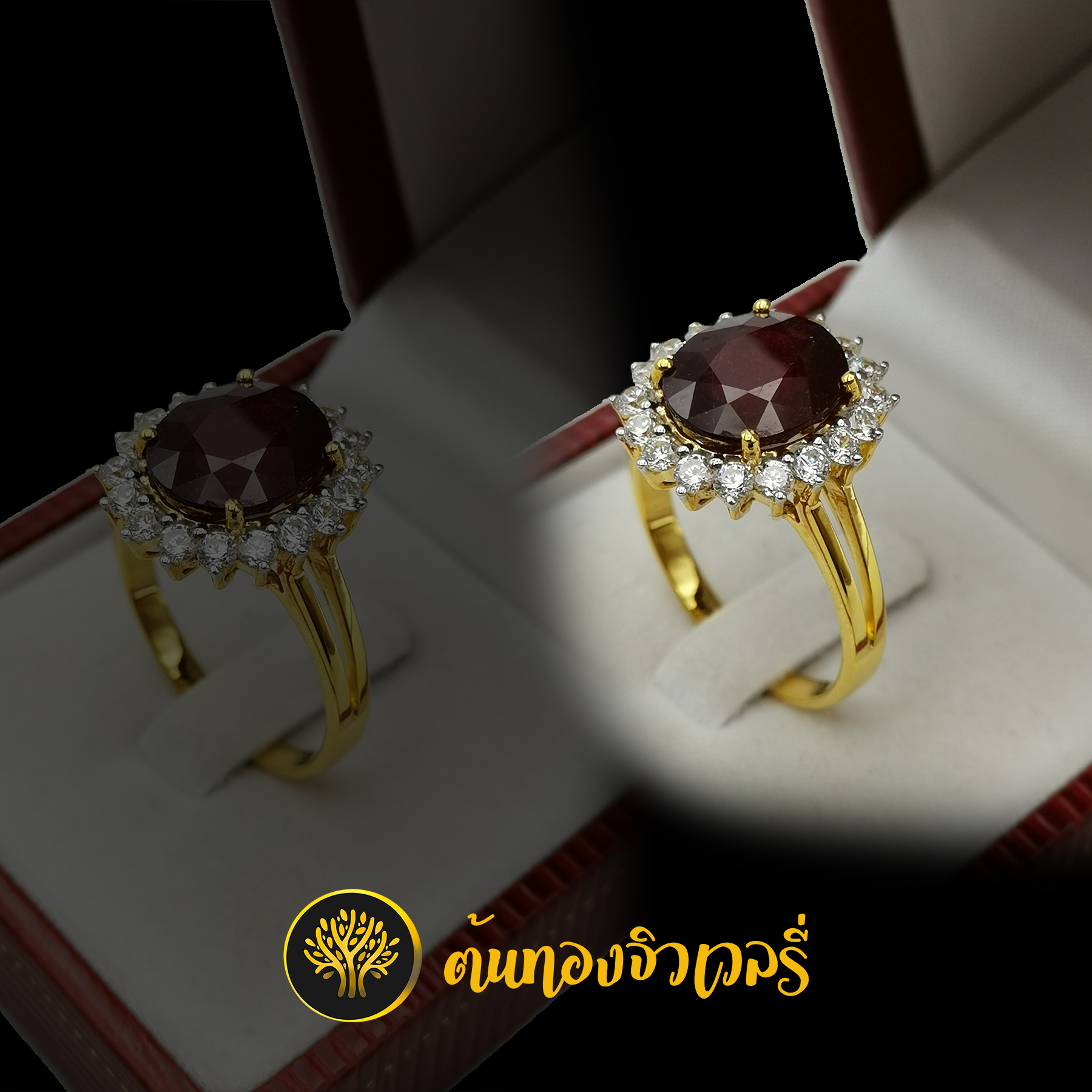 แหวนพลอยแดง เม็ดใหญ่ๆล้อมเพชร สวยๆเด่นไปเลยสิครับงานนี้