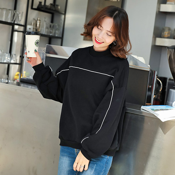 เสื้อสเวตเตอร์ทรงโอเวอร์ไซส์ แขนยาว ผ้าคอตตอนนิ่ม-12333