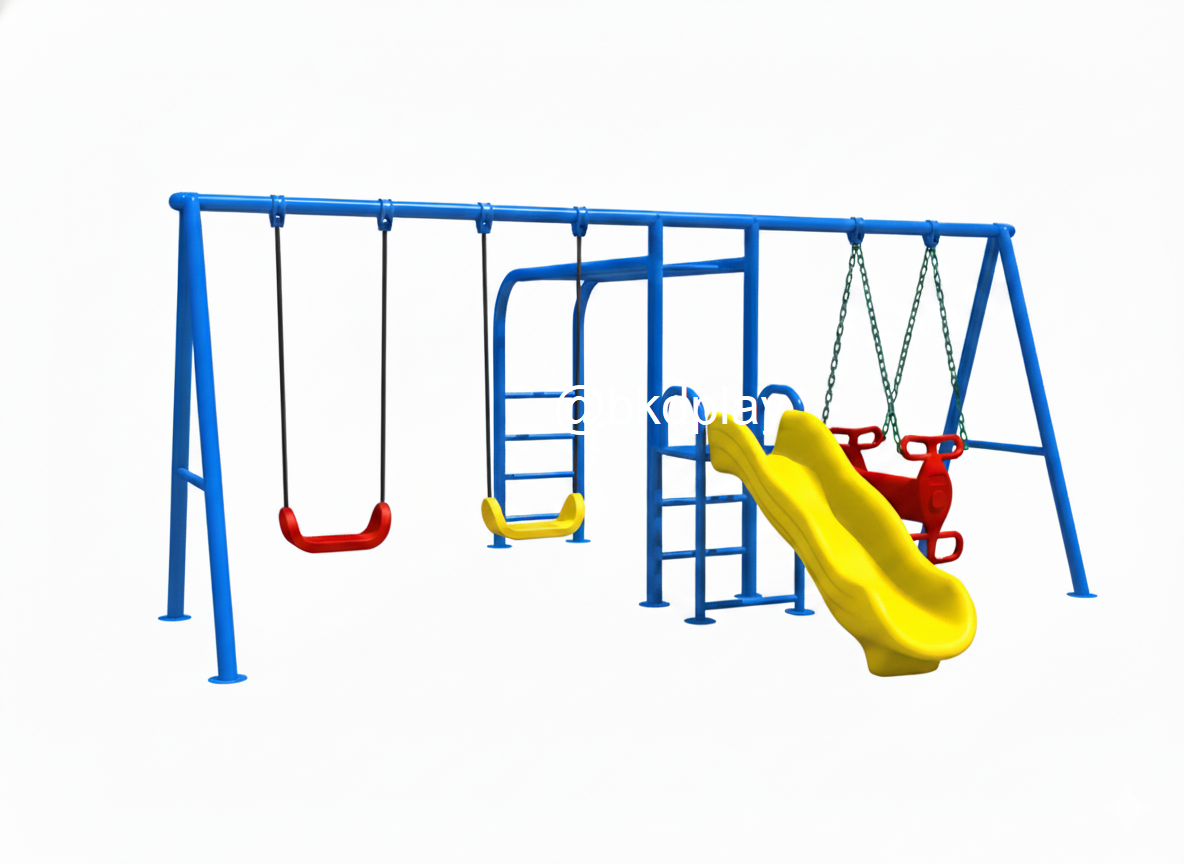 ชิงช้าผสม+บาร์โหน+สไลเดอร์ เครื่องเล่นสนามเหล็ก ,ชิงช้า,สไลเดอร์, เครื่องเล่นสนามกลางแจ้ง ของเล่นเด็ก,เครื่องเล่นโรงเรียน,งานสั่งผลิต 10-20 วัน ขนาด 320 x 430 x 200 ซม.