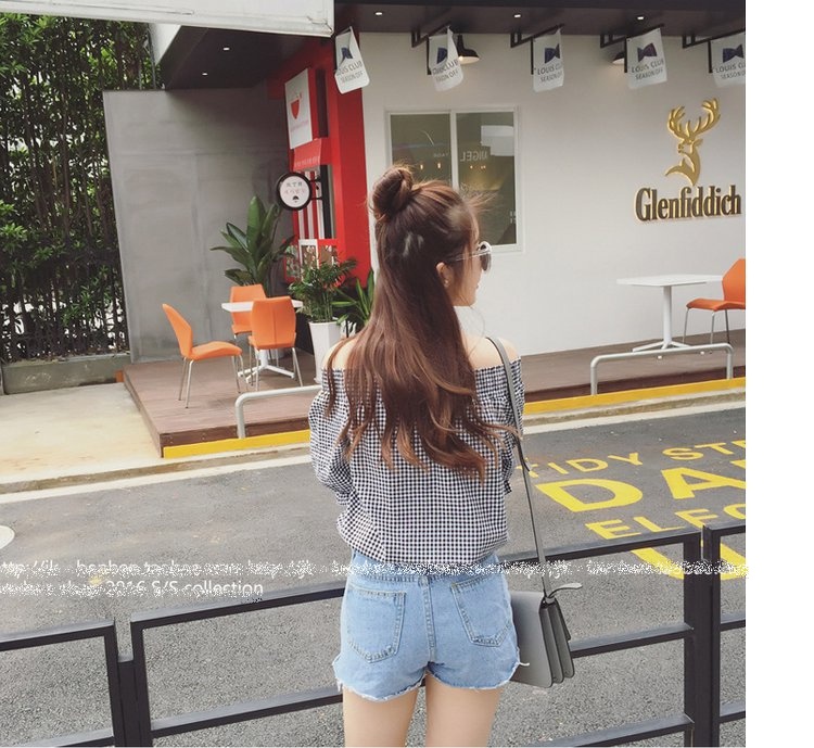 เสื้อแฟชั่น ปาดไหล่ ผ้าคอตตอลทอลายนิ่ม งานตามแบบ