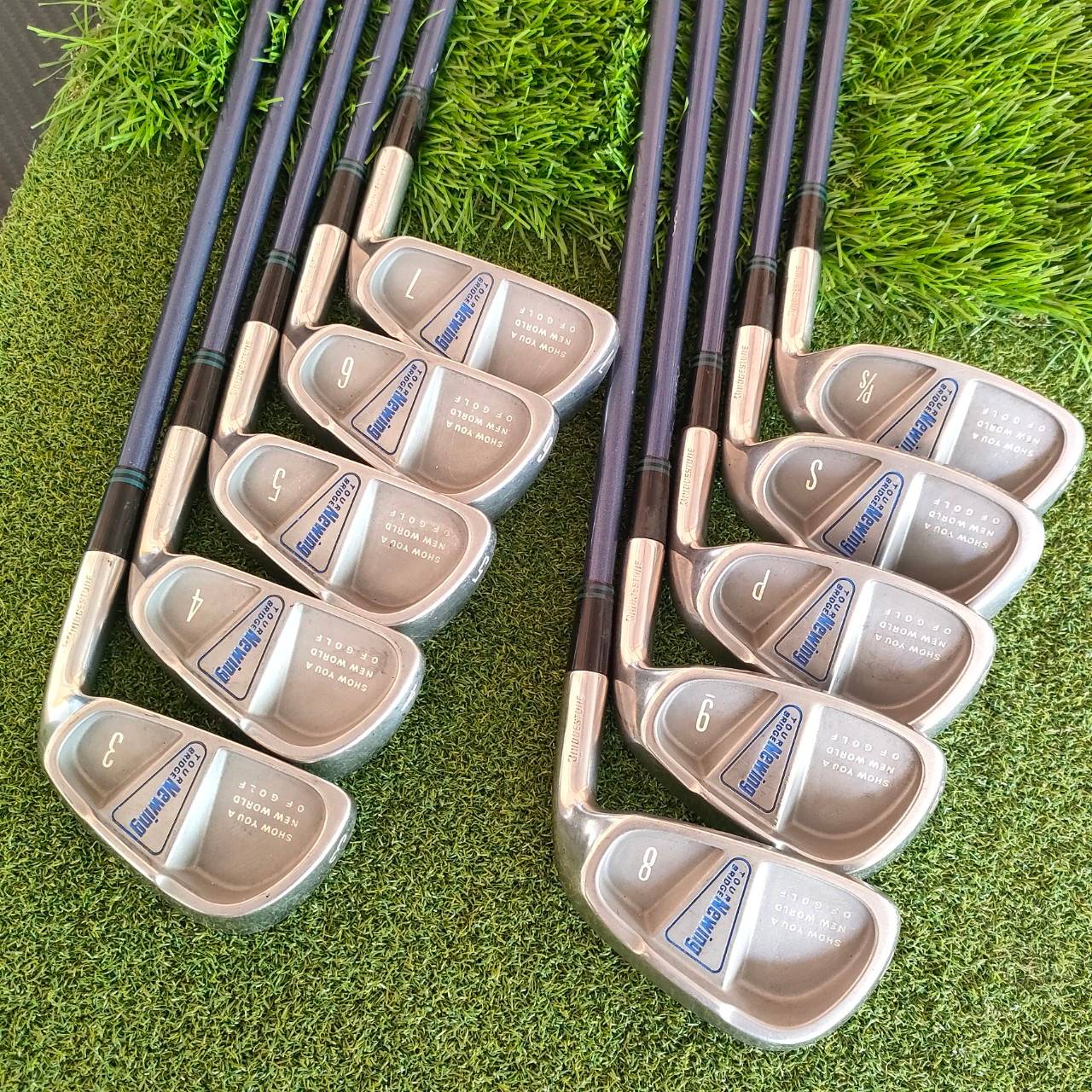 ชุดเหล็ก BRIDGESTONE TOUR BRIDGE NEWING มีเหล็ก 3-PW SW P/S ชุดใหญ่ 10 ชิ้น ก้าน HARMOTE NEWING FLEX R ก้านเบา เน้นตีตรง ตีง่ายๆ สบายๆ สภาพสวยๆ กริพสวยครับ