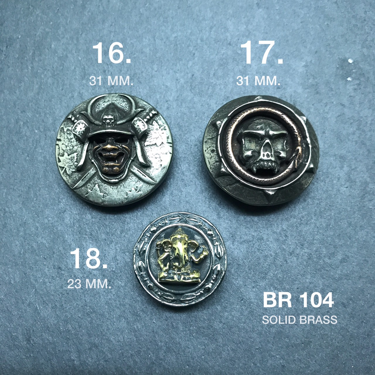 BR104 เหรียญประดับกระเป๋า อะไหล่ทองเหลือแท้ อุปกรณ์งานหนัง**ราคาต่อชิ้น**