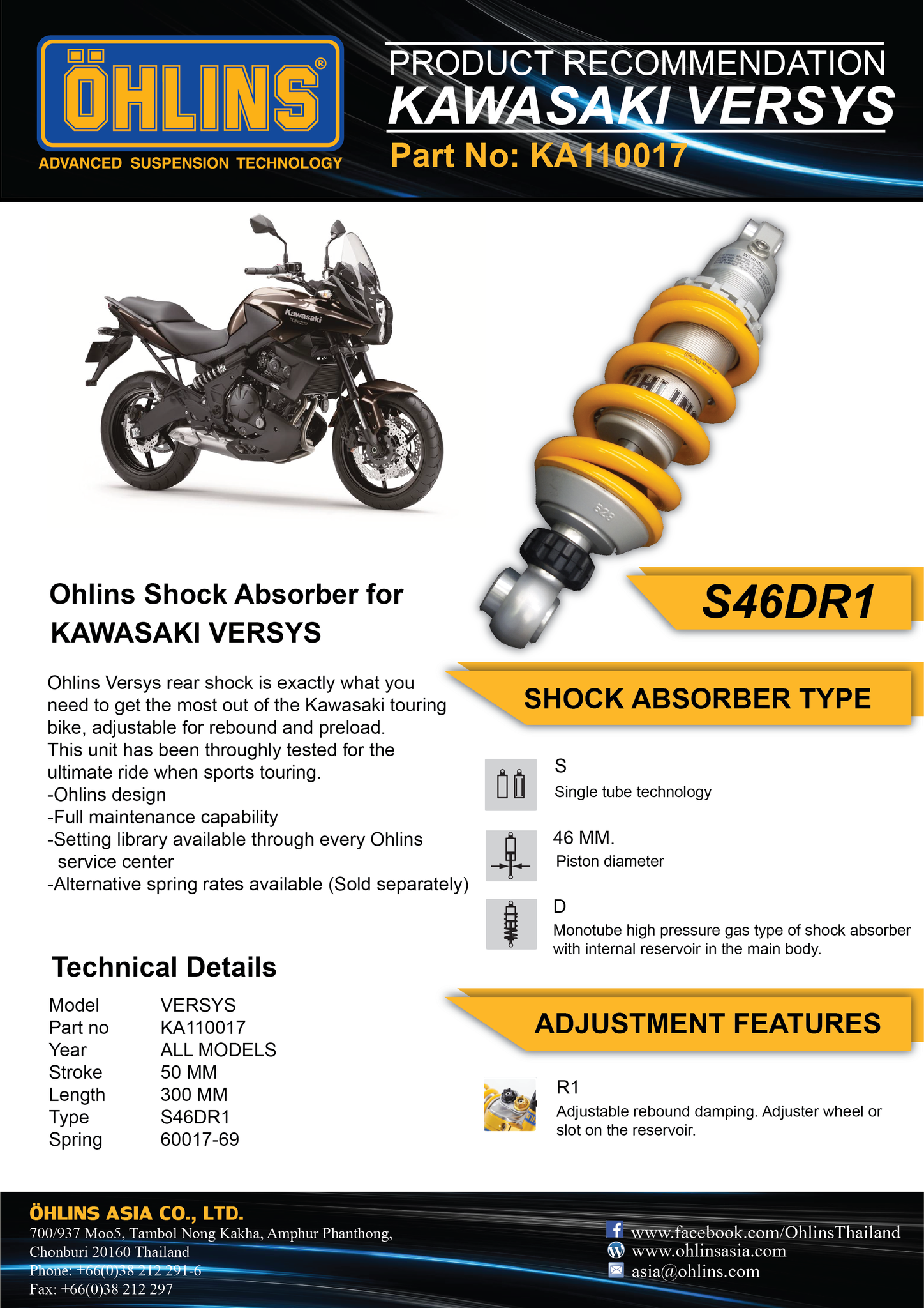 Ohlins KA110017 Kawasaki Versys