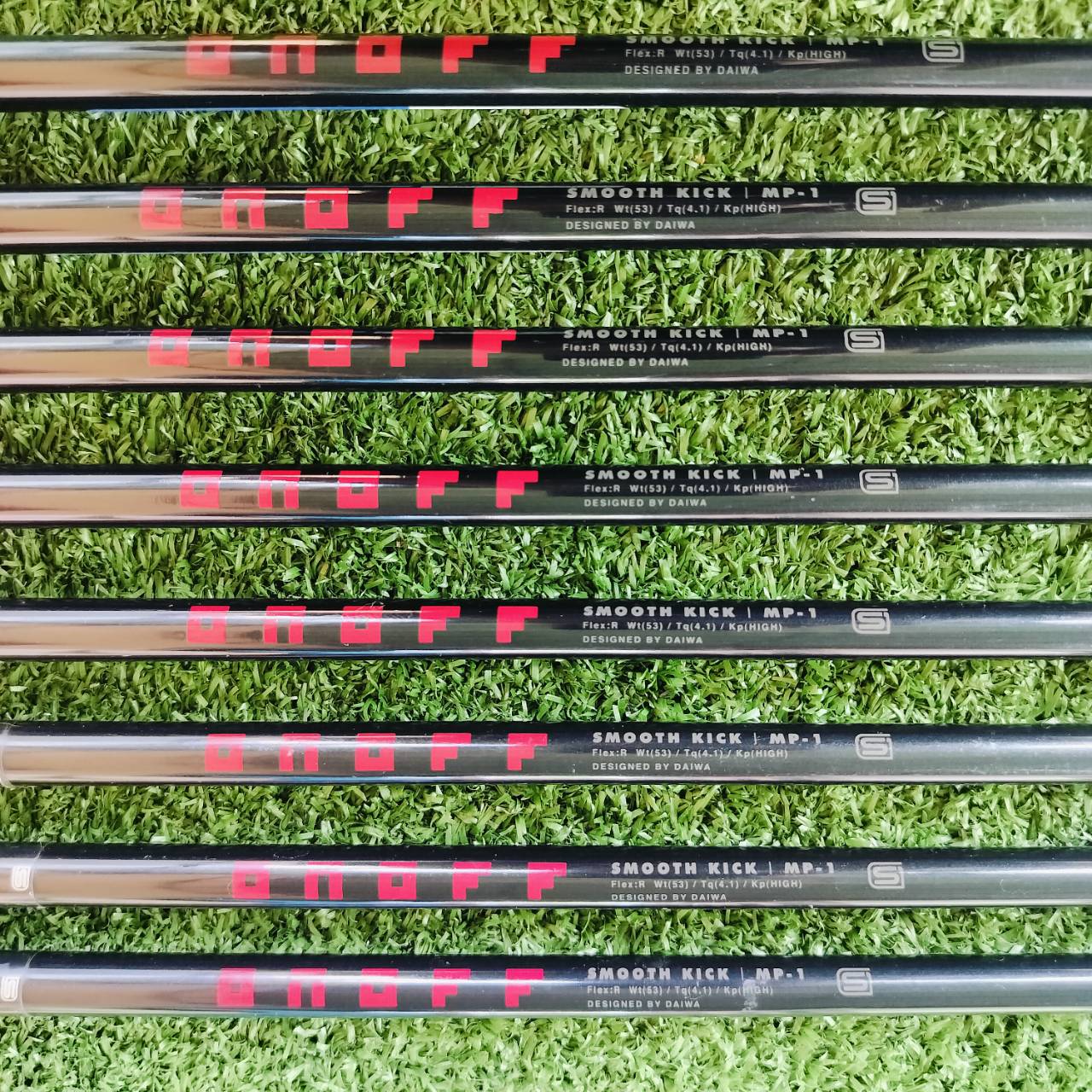 ชุดเหล็กหน้าเด้ง!!! ON OFF UNDER CUT CAVITY หน้าเด้งจัด HI - MARAGING มีเหล็ก 5 6 7 8 9 P A S ก้านแท้เดิมทั้งหมด FLEX R เป็นก้านที่ผลิจโดย DAIWA เป็นกราไฟต์ที่ดีที่สุดในโลก!!! ไม้กอล์ฟพรีเมี่ยมมือสอง ของแท้ By NakaraLuxurious