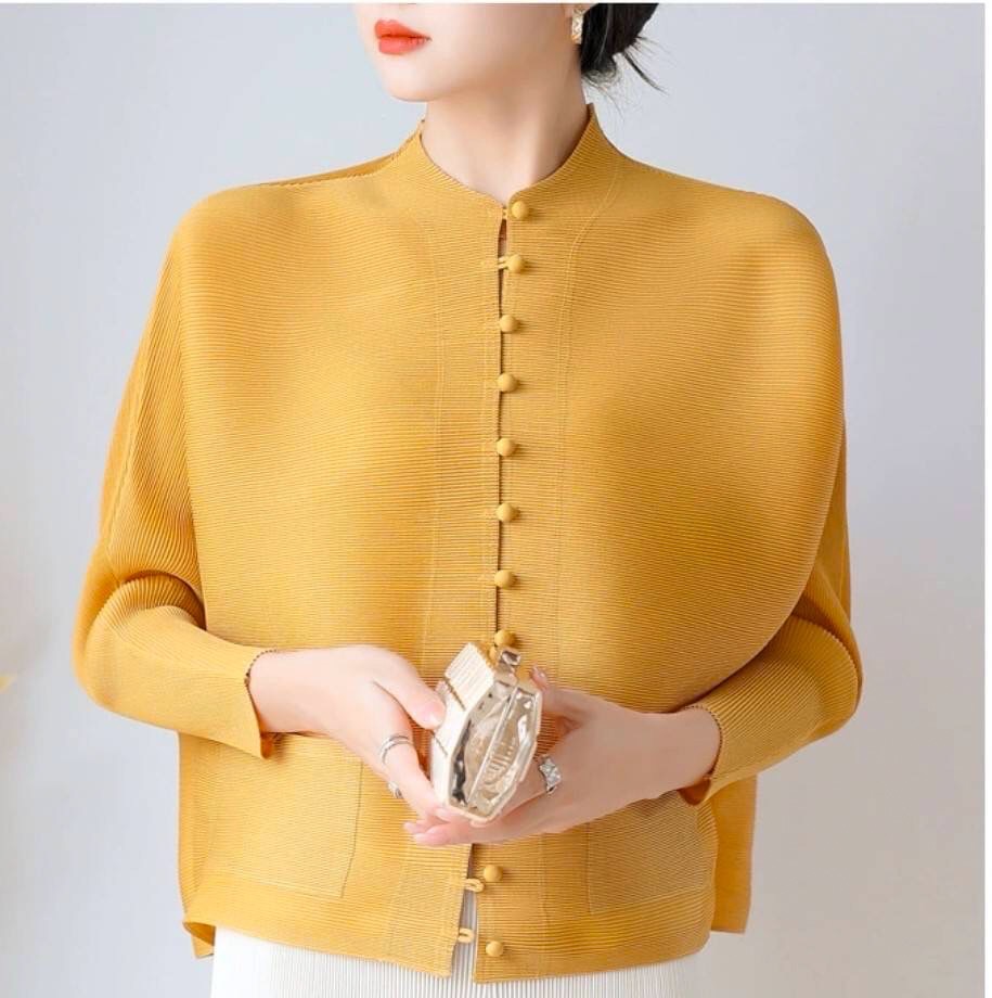 2MUAY BASIC รุ่น GJO2066 เสื้ออัดพลีทงานคุณภาพ BUTTON FRONT PLEATED TOP 17สี FREE SIZE