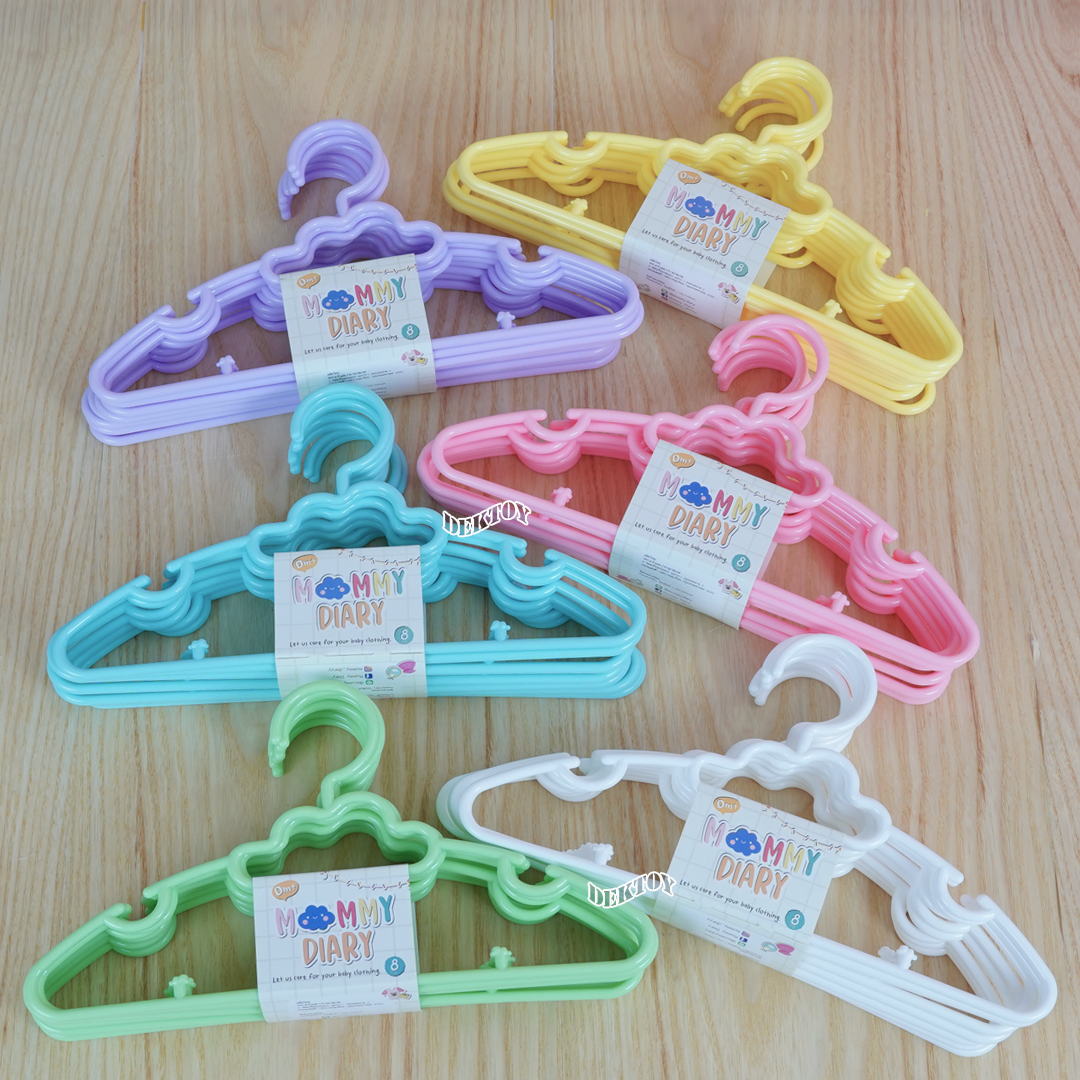 MommyDiary ไม้แขวนเสื้อเด็ก ไม้แขวนผ้าเด็ก 1 แพ็คมี 8 ชิ้น
