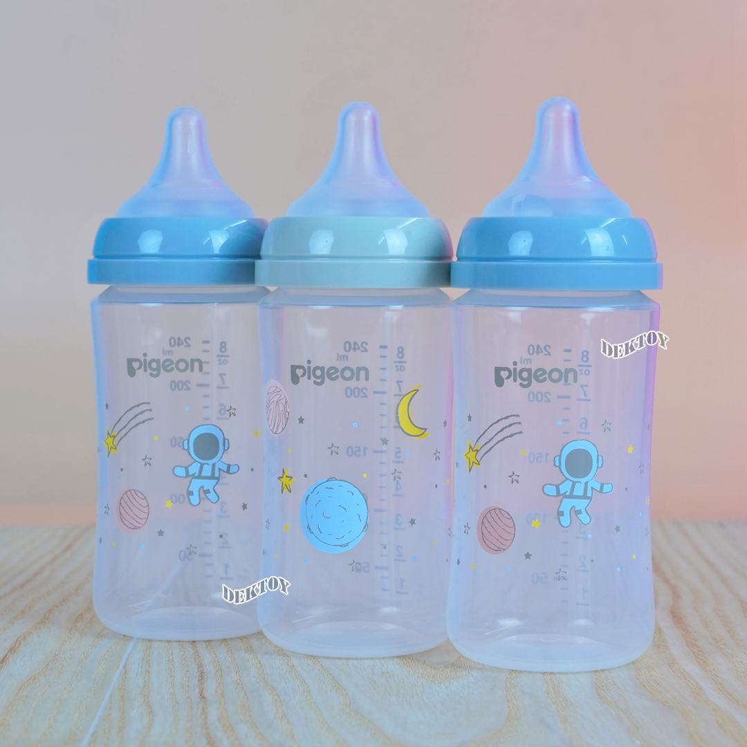 Pigeon พีเจ้น ขวดนมพีเจ้น PPคอกว้าง สีขาวขุ่น รุ่น GALAXY 8ออนซ์ แพค3ขวด